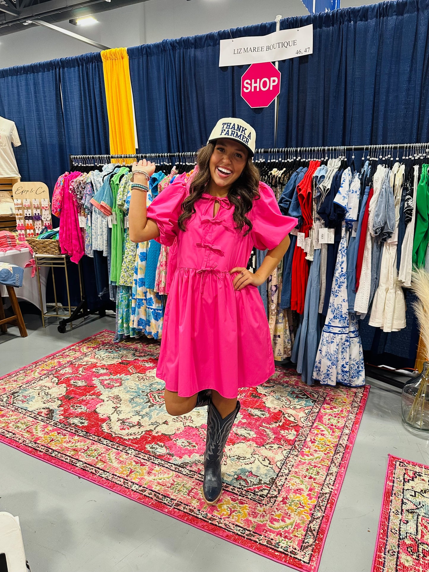 The Reagan Hot Pink Bow Tie Dress