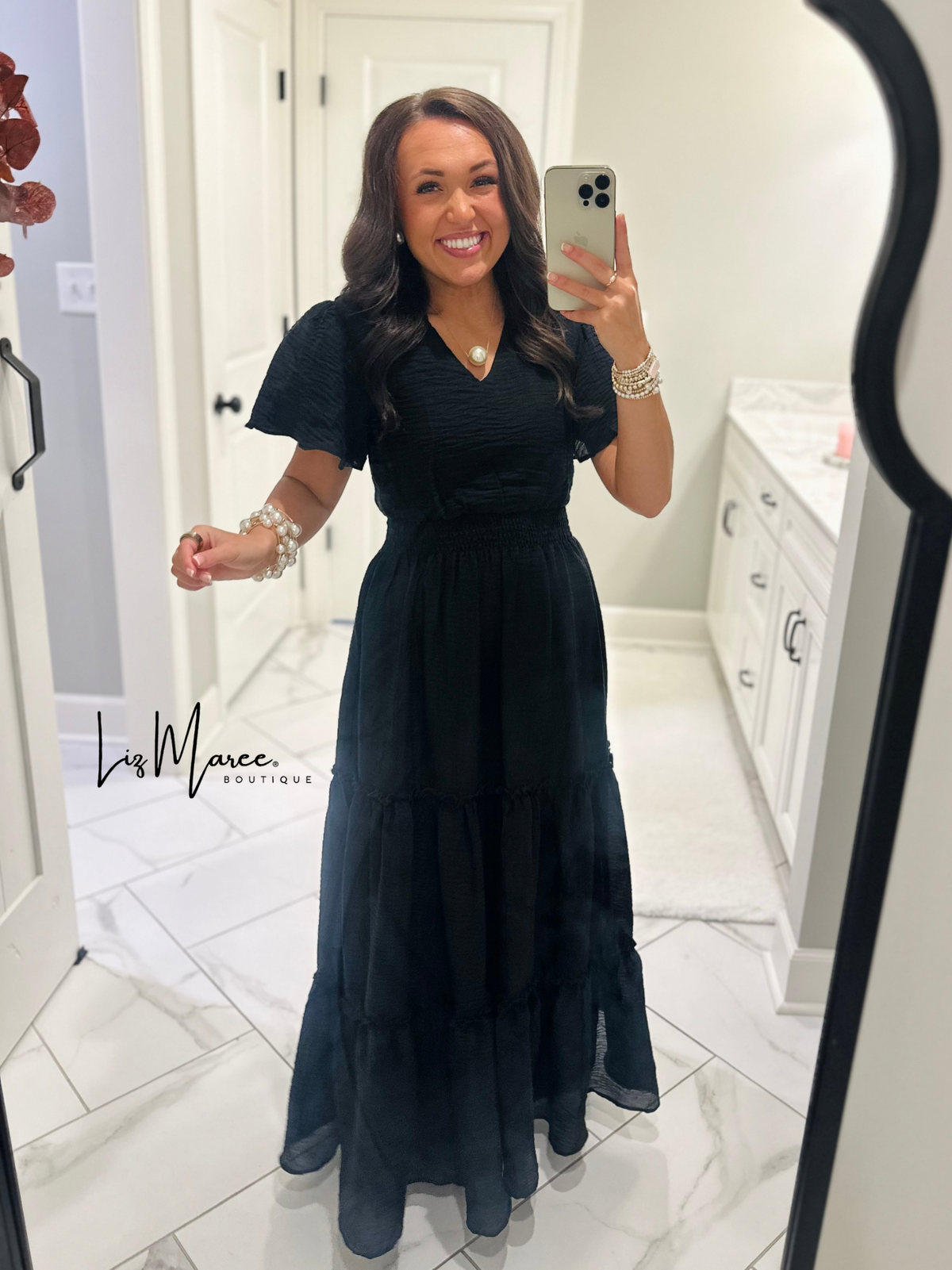 The Taylor Black Tiered Maxi Dress