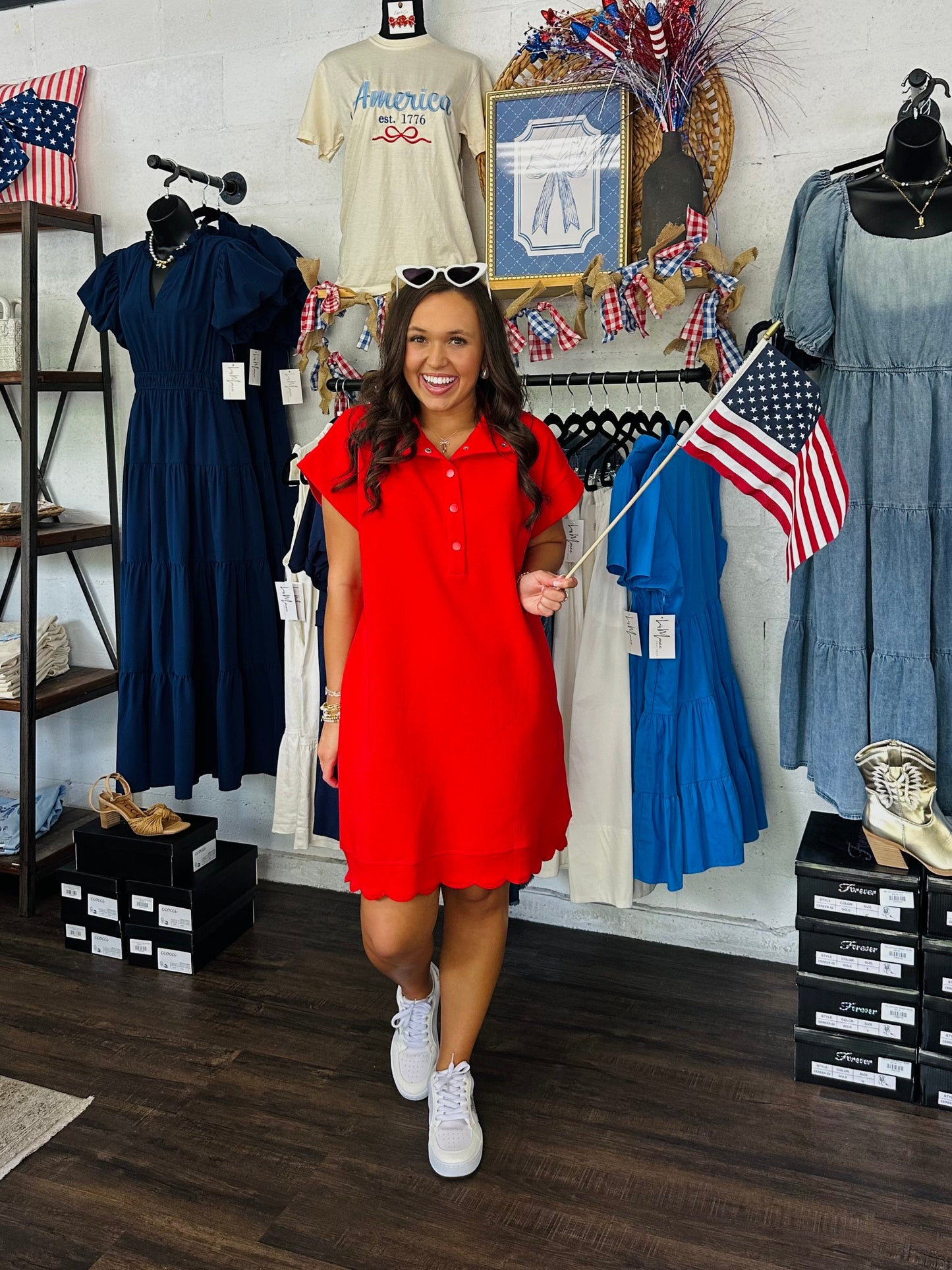 The Layla Red Scalloped Dress