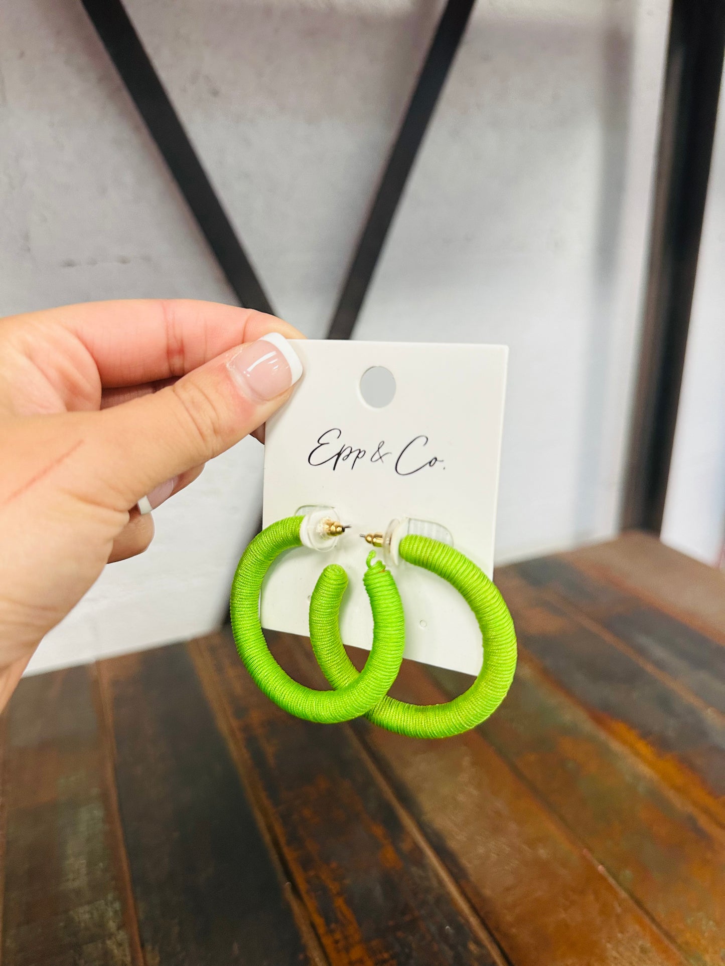 Neon Green Thread Hoops