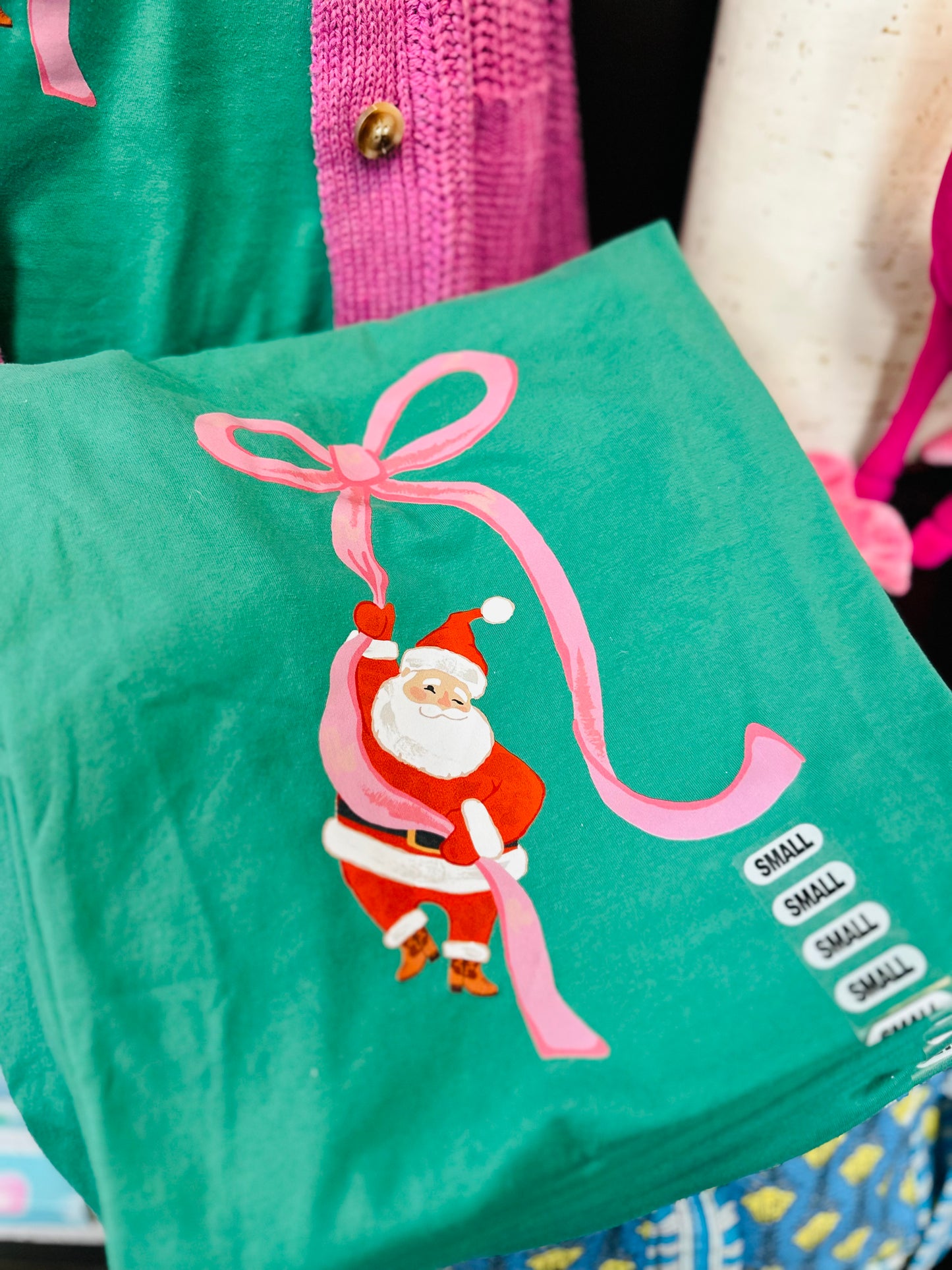 The Bow + Santa Christmas Tee