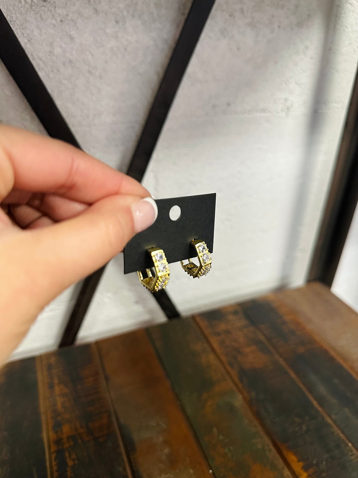 The Gem Cubic Zirconia Stud Hoop Earring