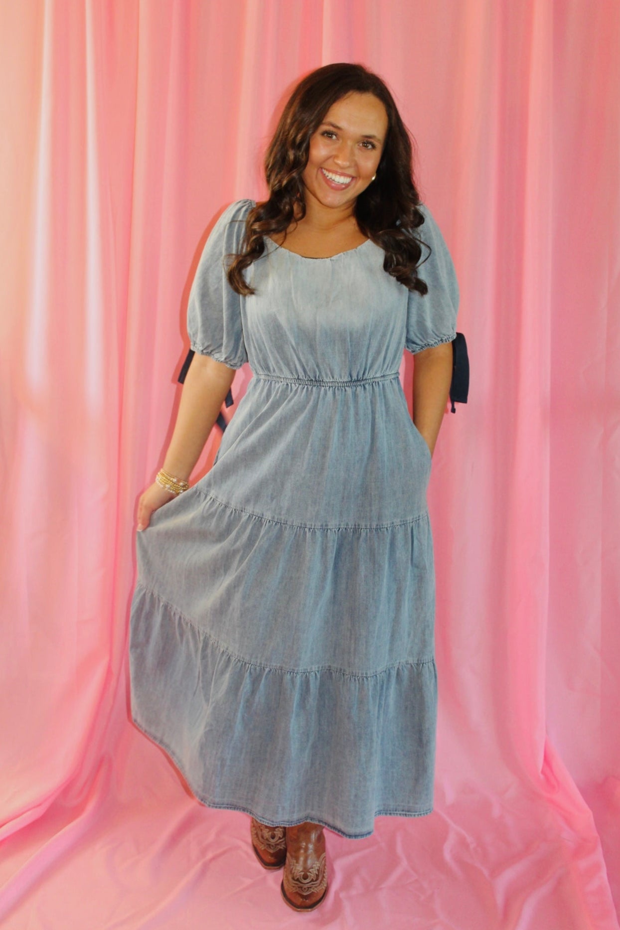 The Sarah Denim Midi Dress