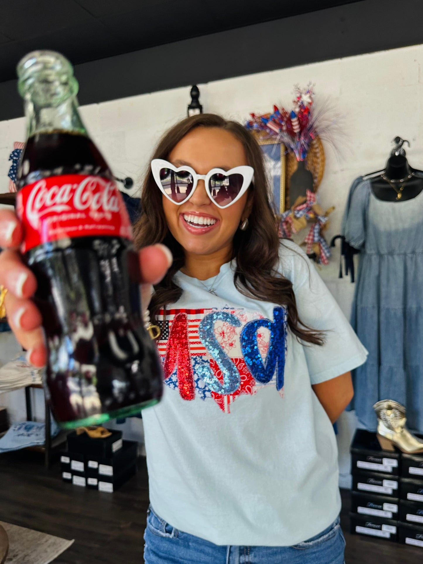 The Patchwork USA Sequin Embroidered Tee