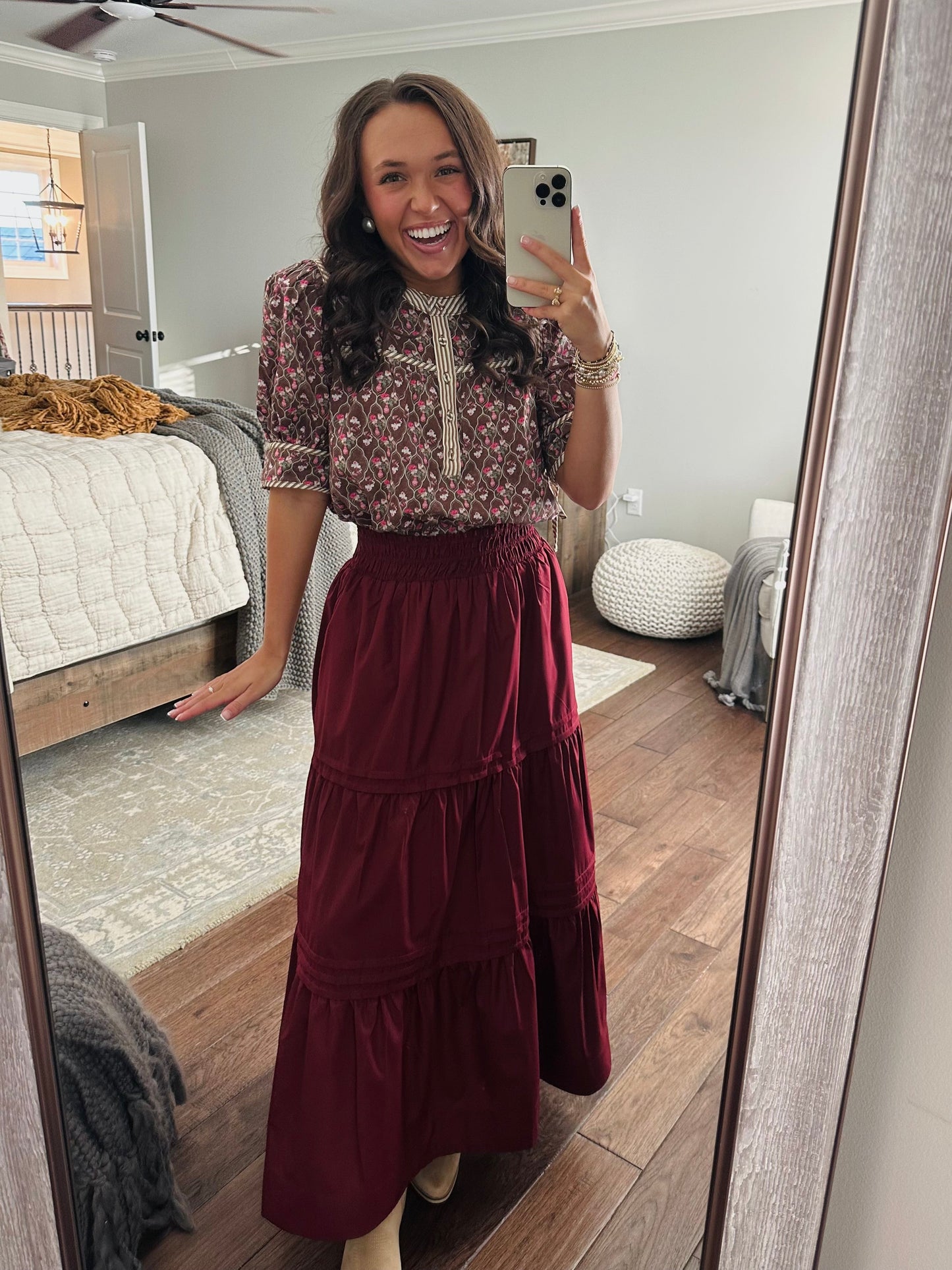 The Ruth Burgundy Maxi Skirt