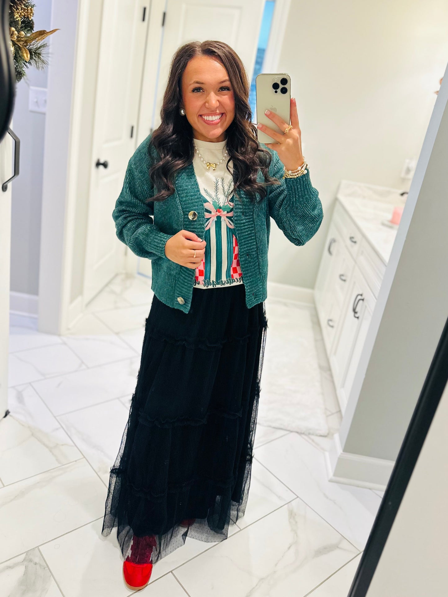 The Minnie Black Polkadot Tulle Tiered Skirt