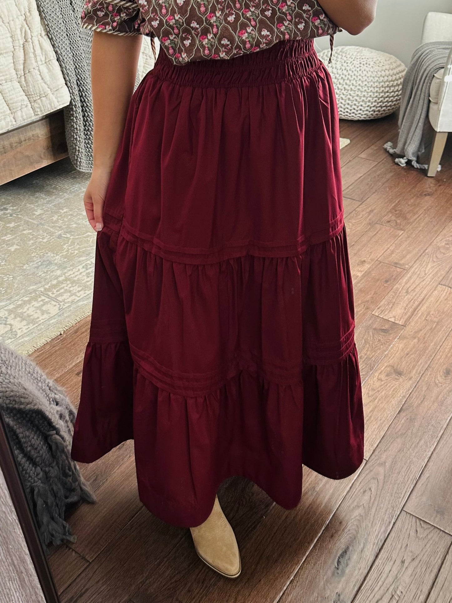 The Ruth Burgundy Maxi Skirt