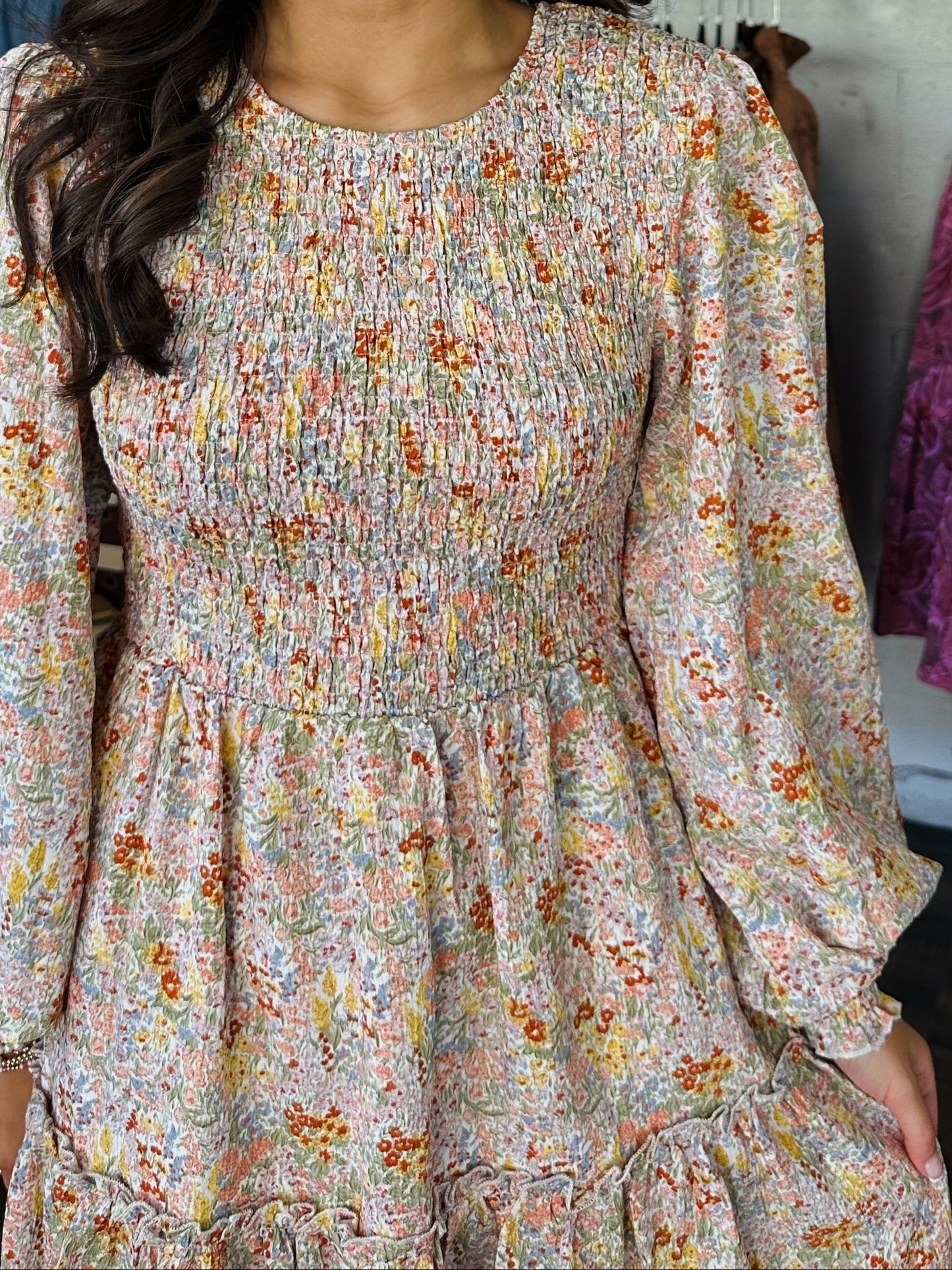 The Faye Autumn Garden Floral Long Sleeve Dress