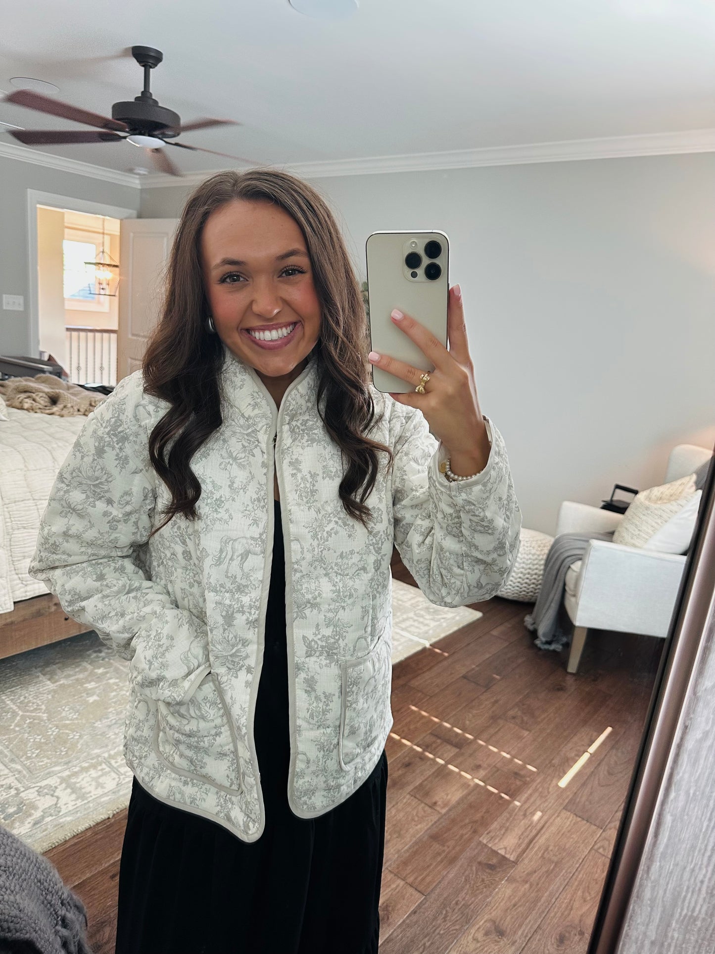 The Serena Grey Vintage Quilted Jacket