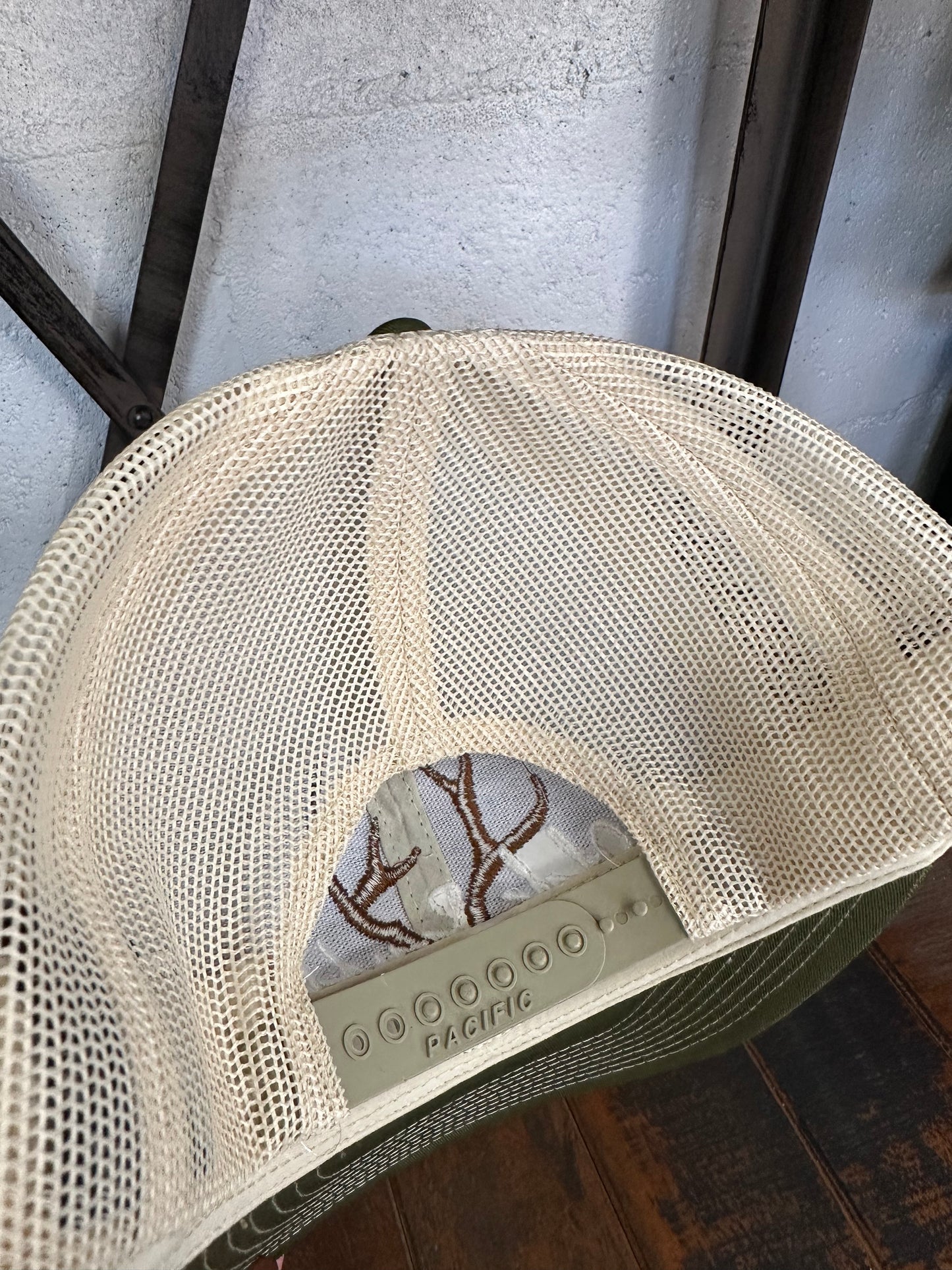 Racked Trucker Hat (Moss Green / Beige)