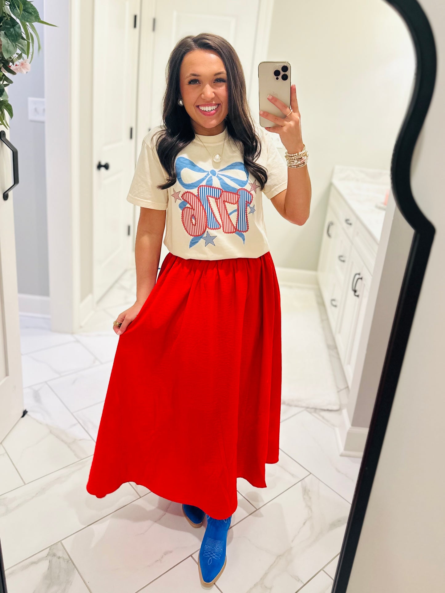 The Raya Red Midi Skirt