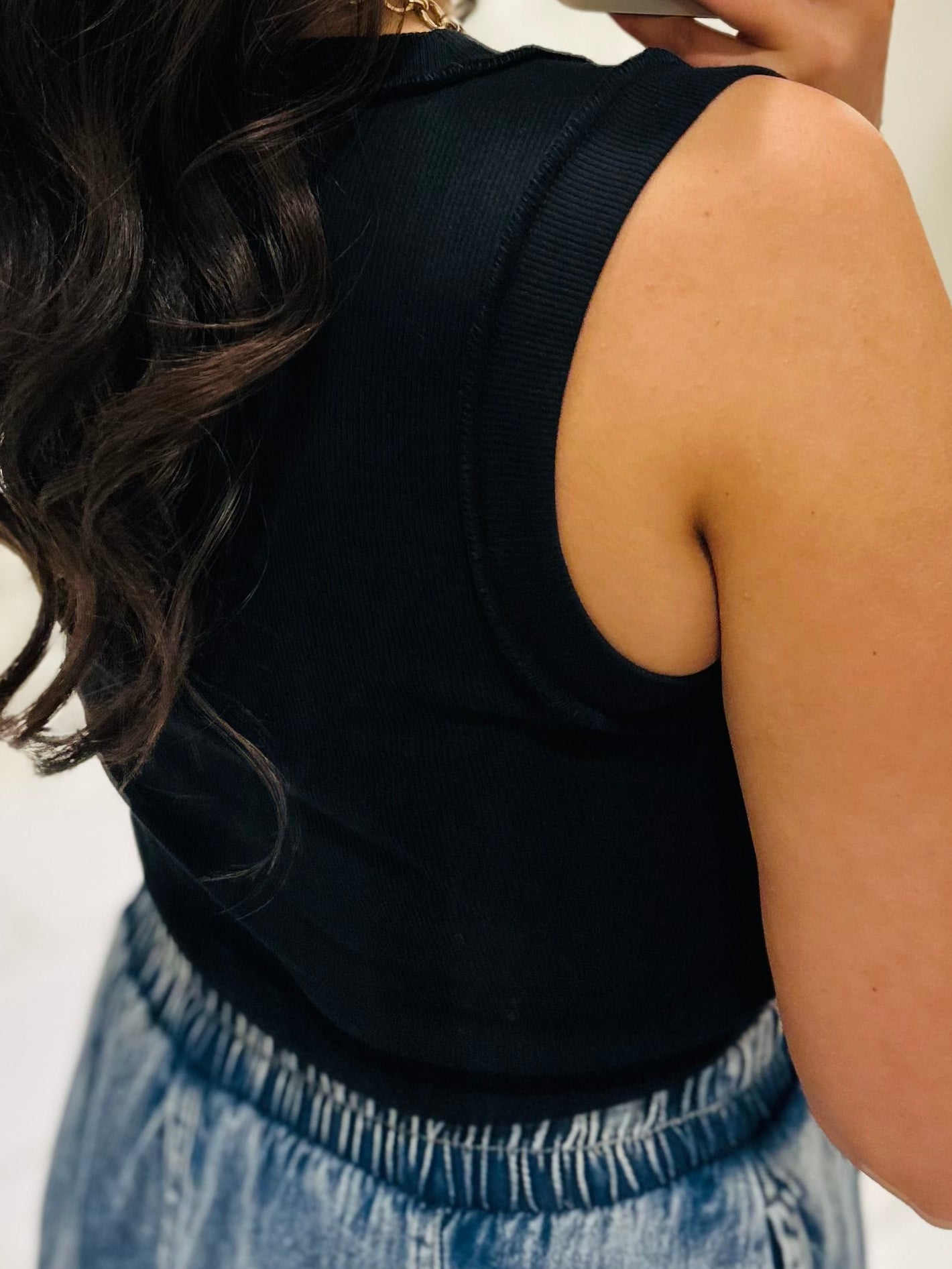 The Ellie Black Seam Detail Tank Top