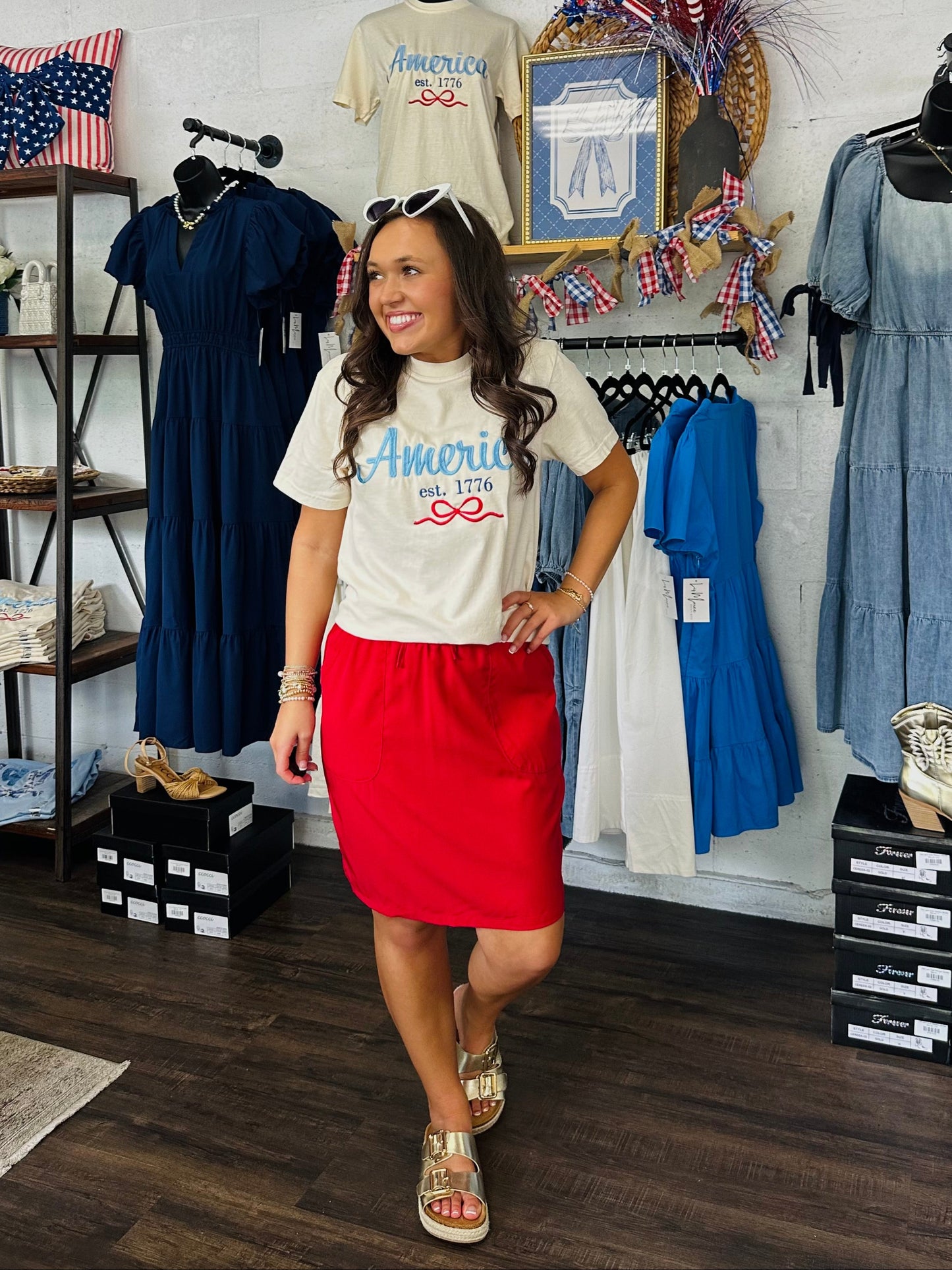 The 1776 America USA Embroidered Tee