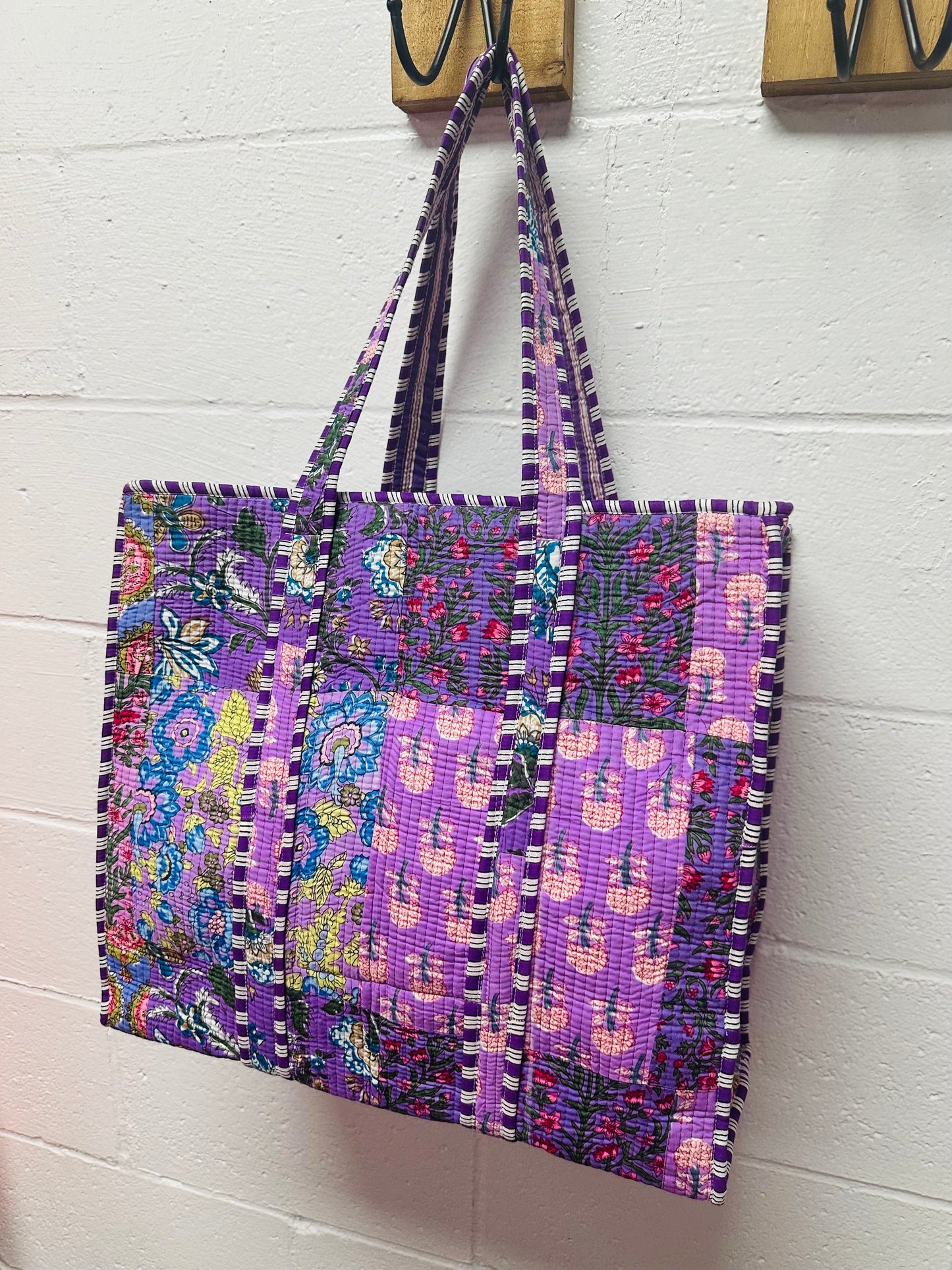 The Purple Multicolor Patchwork Quilted Tote Bag