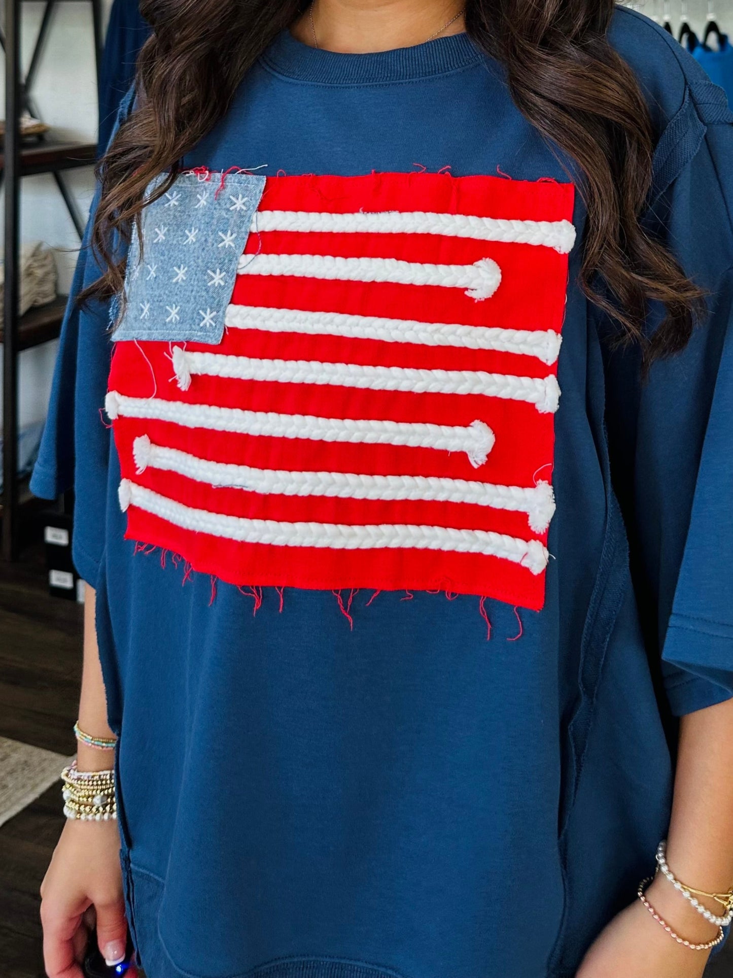 American Flag Patchwork Top