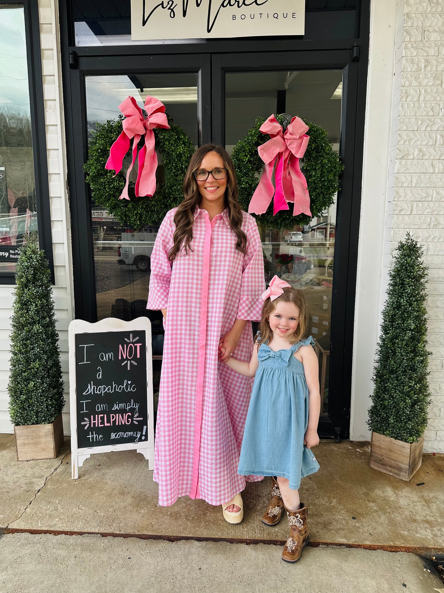 The Girls Light Wash Denim Bow Dress
