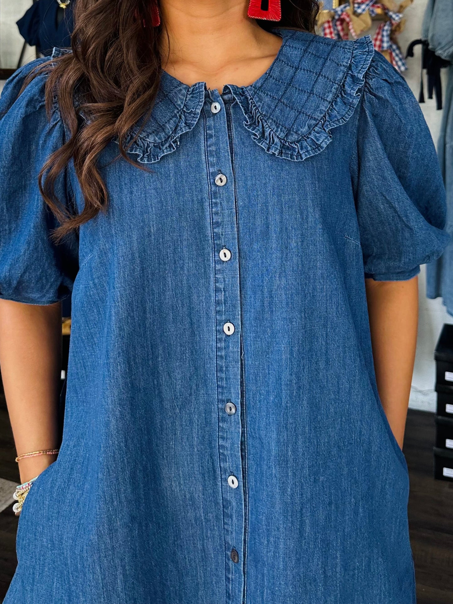 The Magnolia Mae Denim Collar Button Dress