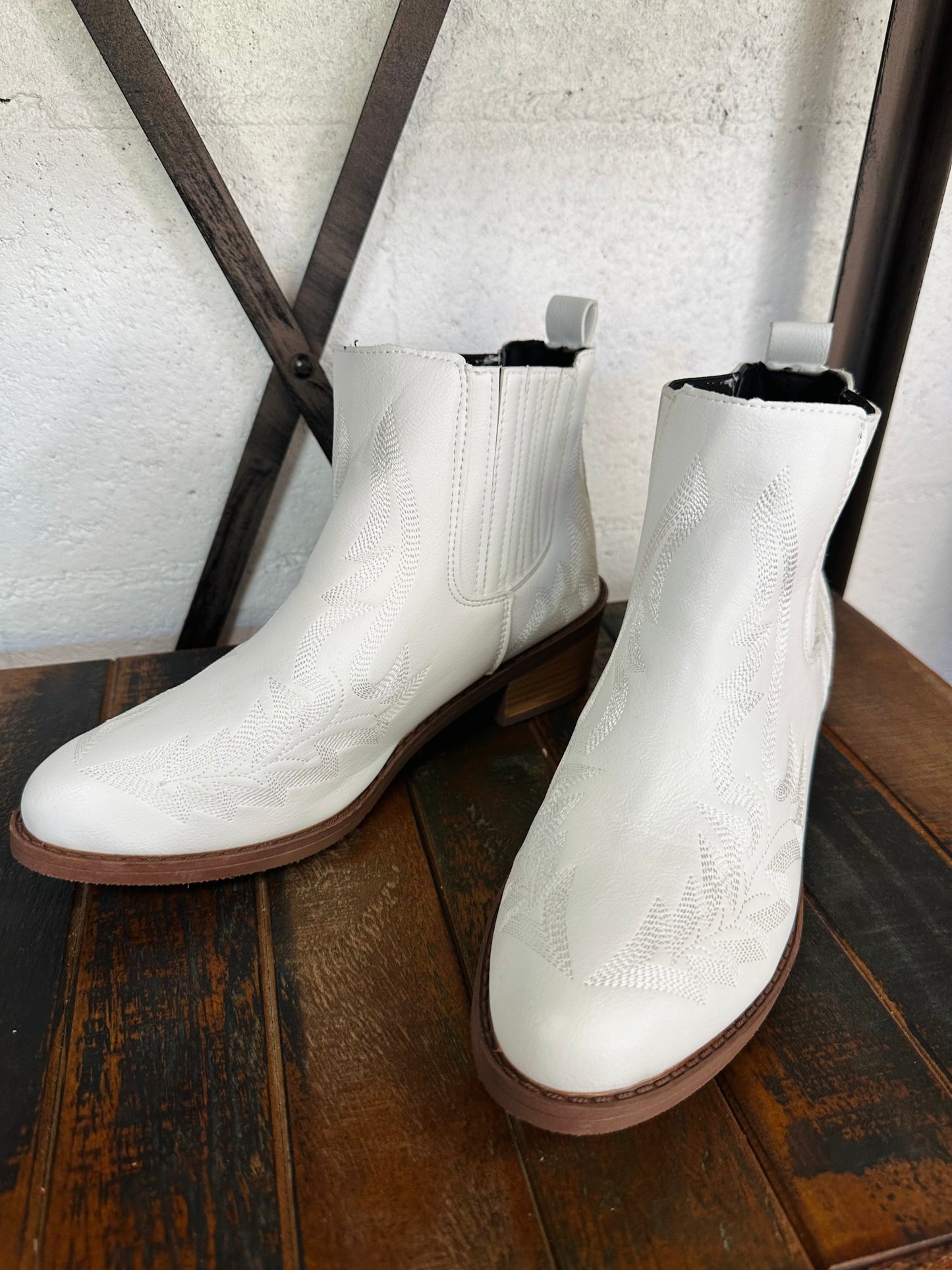 The Montana White Western Bootie
