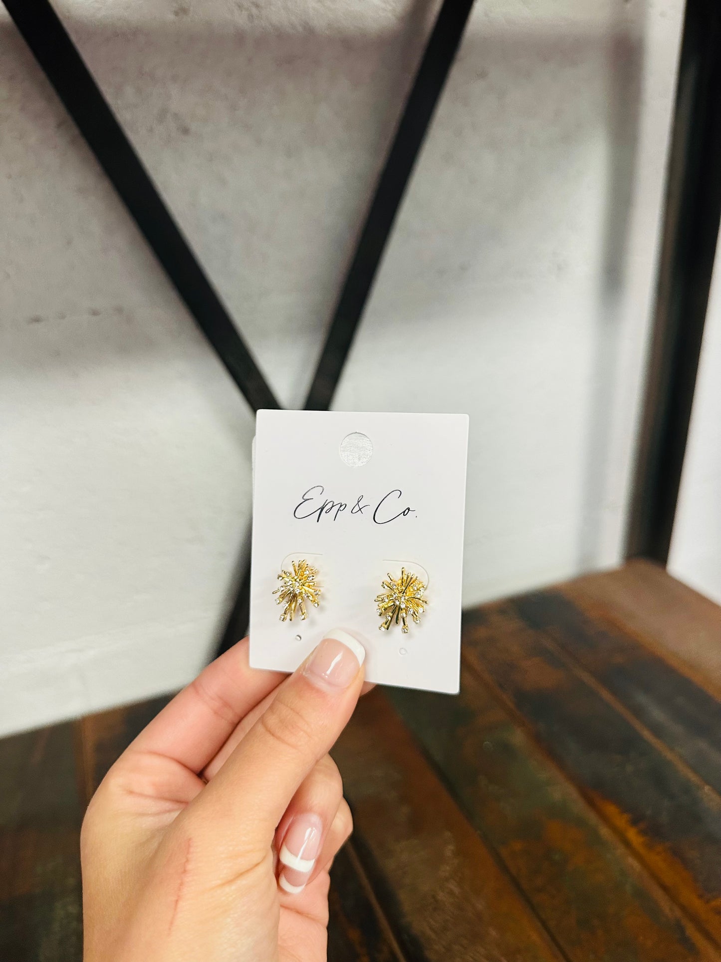 Gold Rhinestone Burst Stud