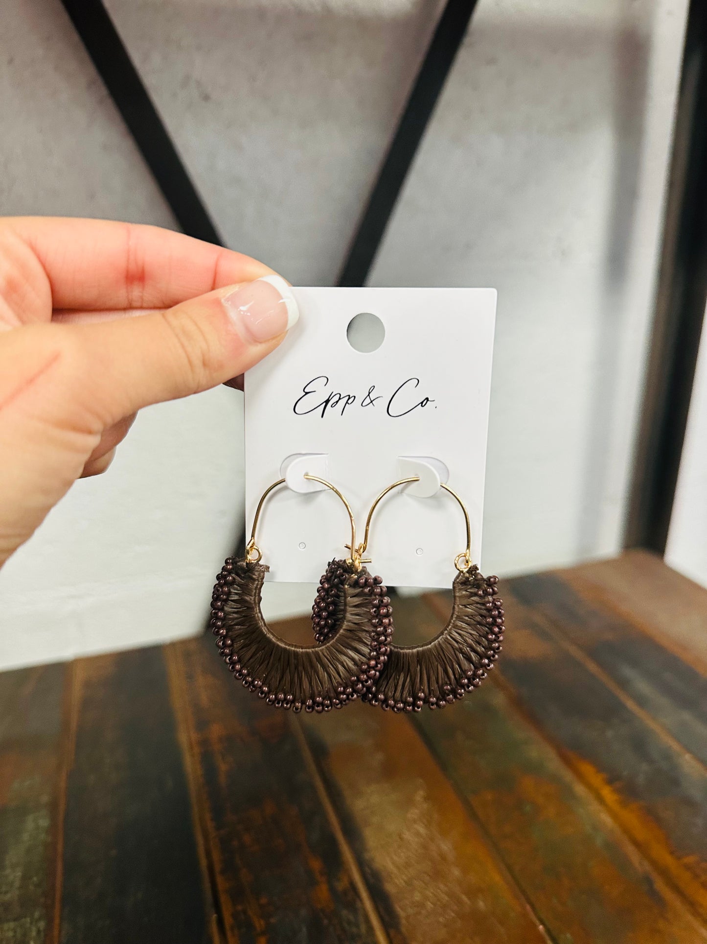 Americano Raffia & Bead Hoops