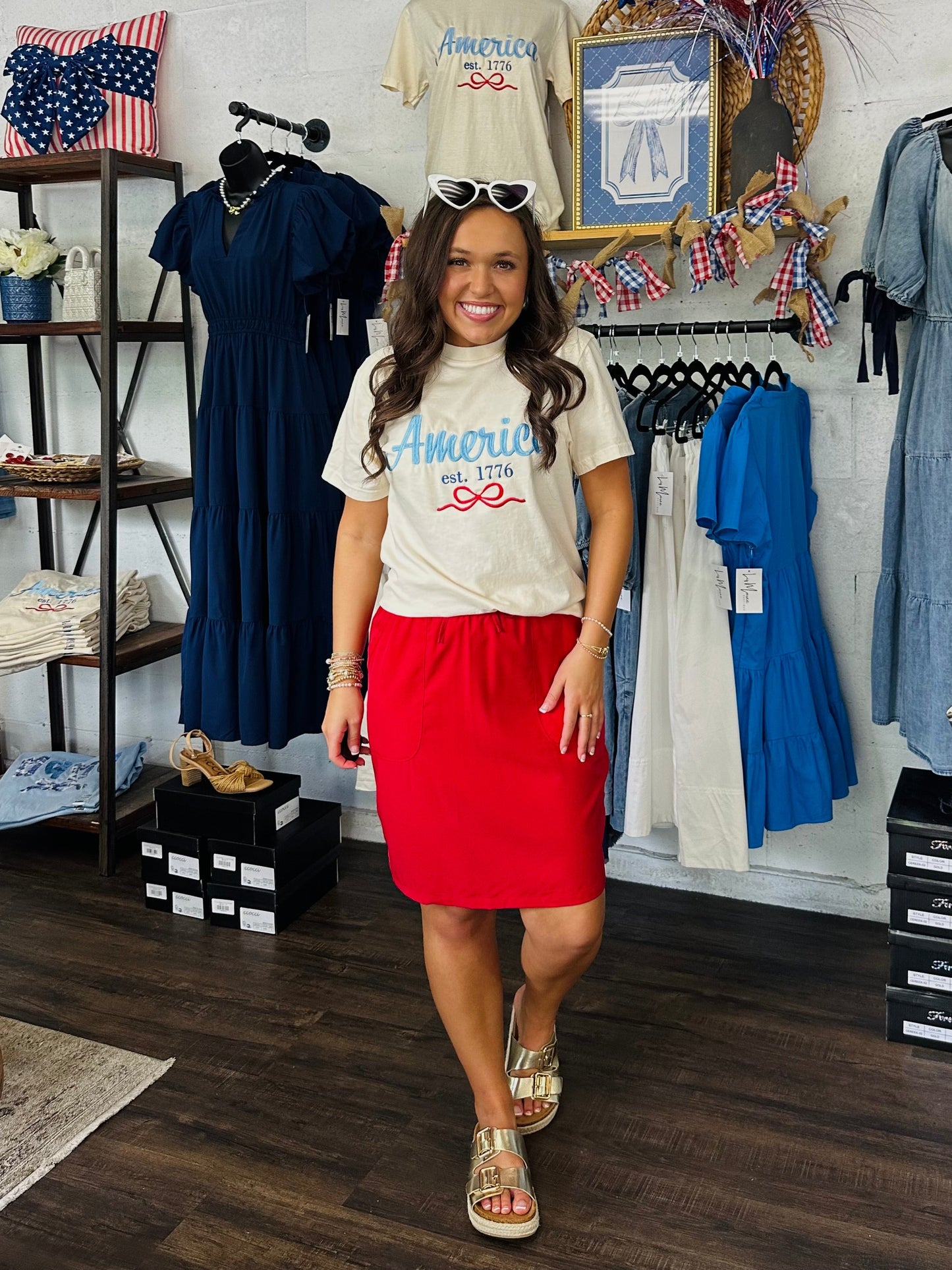 The 1776 America USA Embroidered Tee