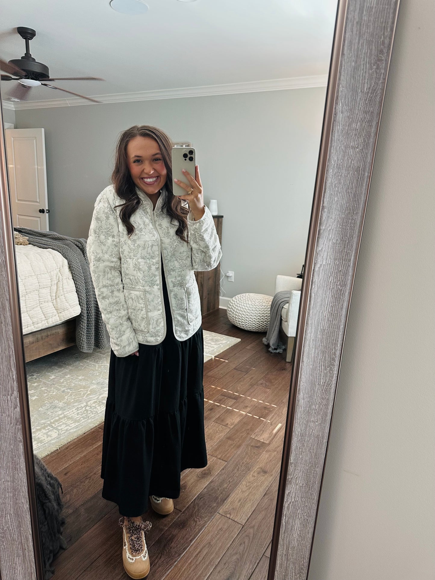 The Serena Grey Vintage Quilted Jacket
