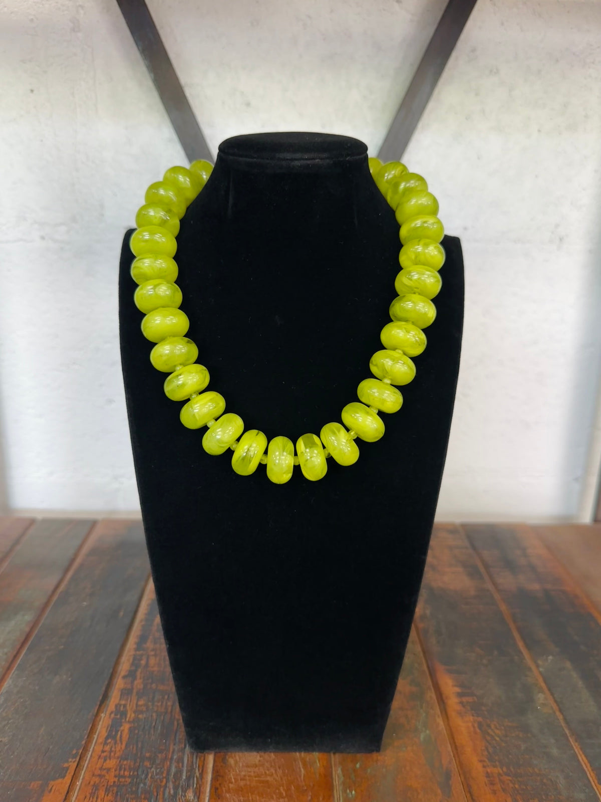 Olive Green Chunky Beaded Necklace