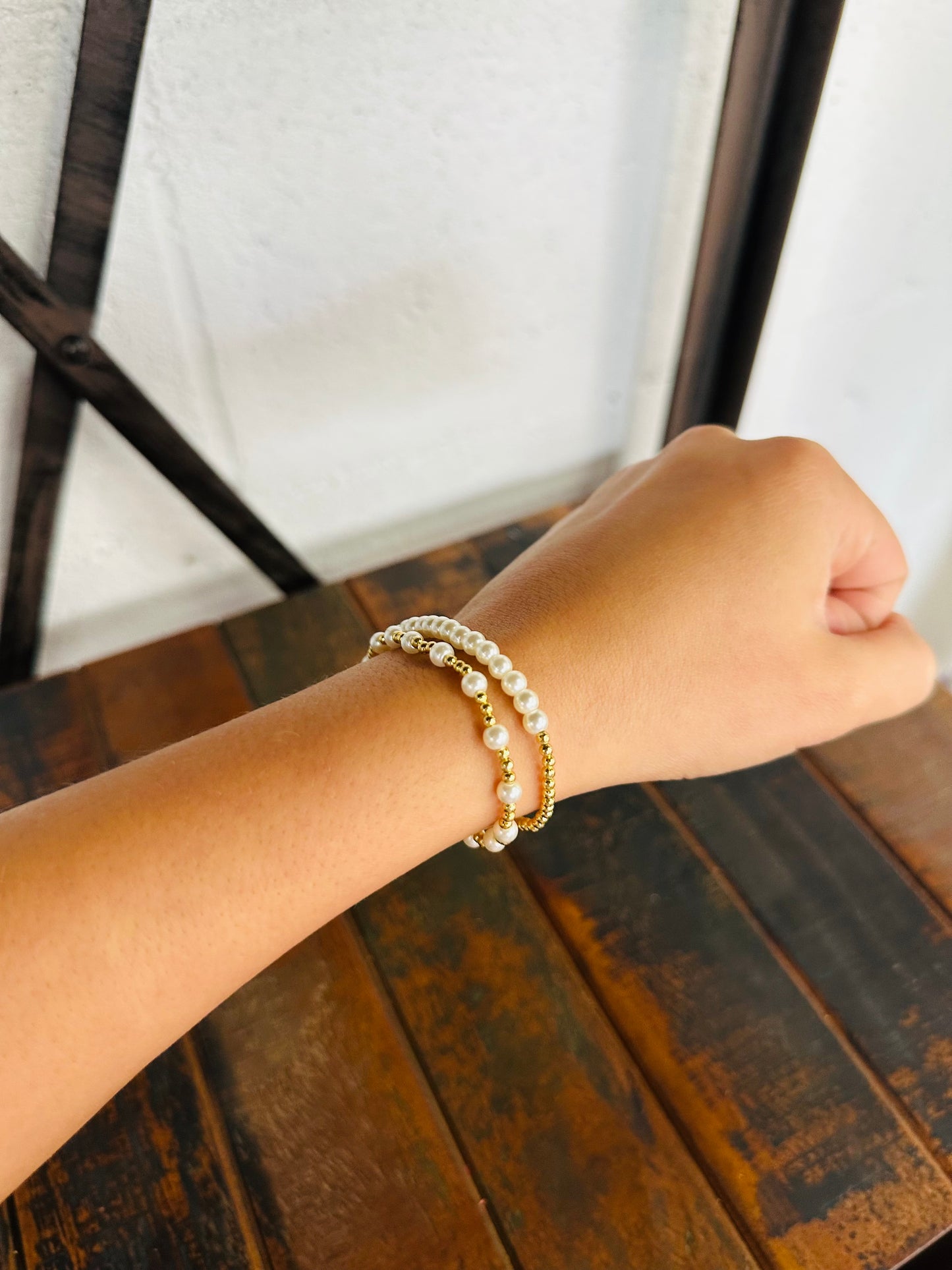 Pearl + Gold Bracelet Set