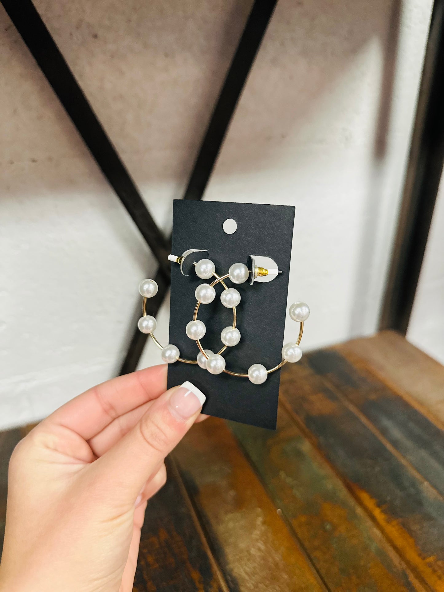 Gold & Pearl Hoop Earrings