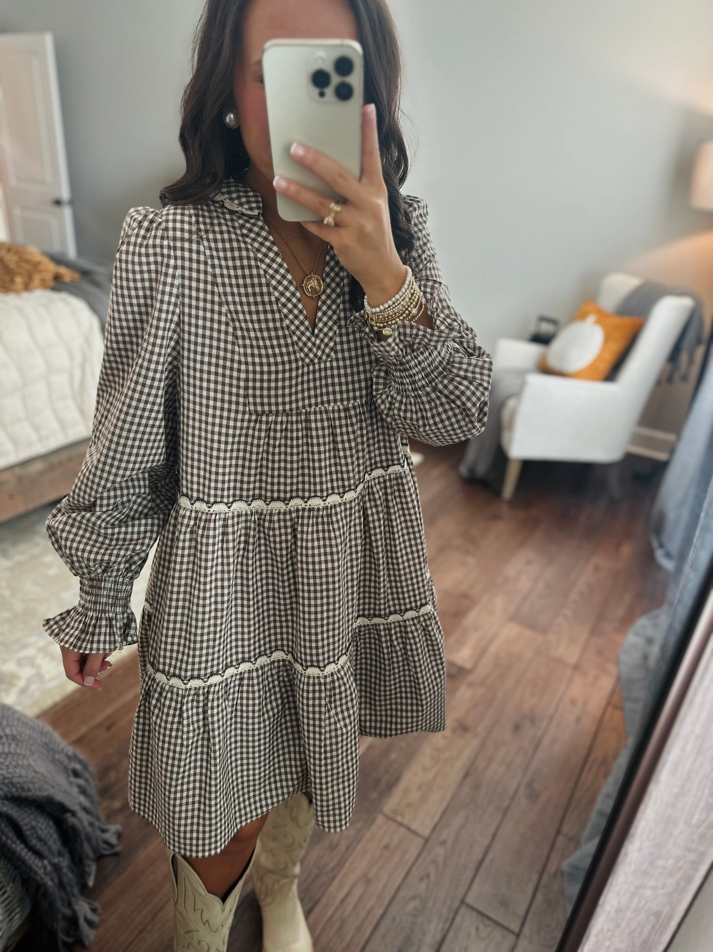 The Sadie Brown Gingham Dress