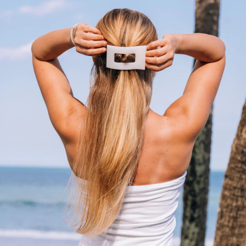 Coconut White Rectangle Flat Hair Clip