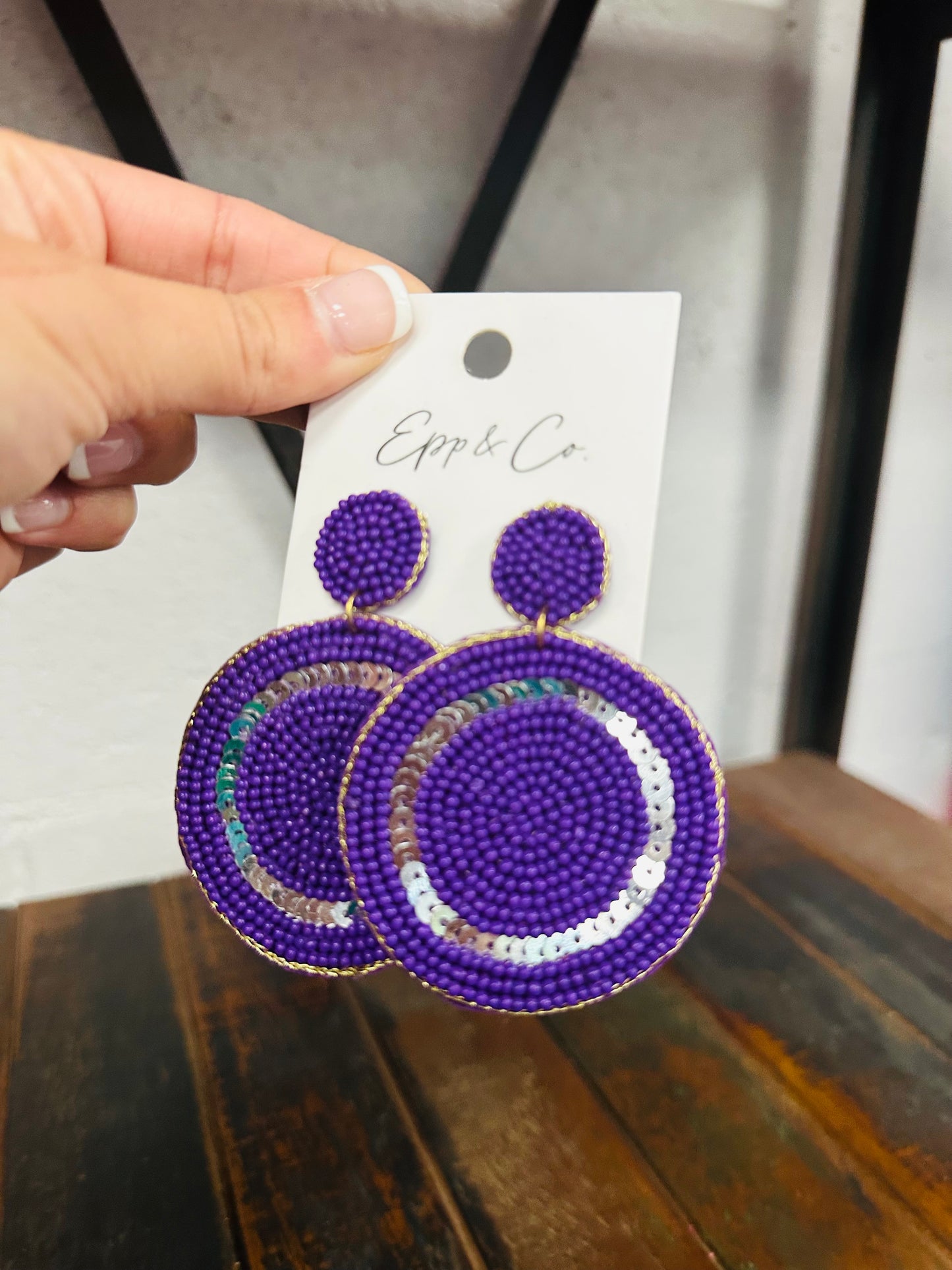 Purple Disc Drop Earring