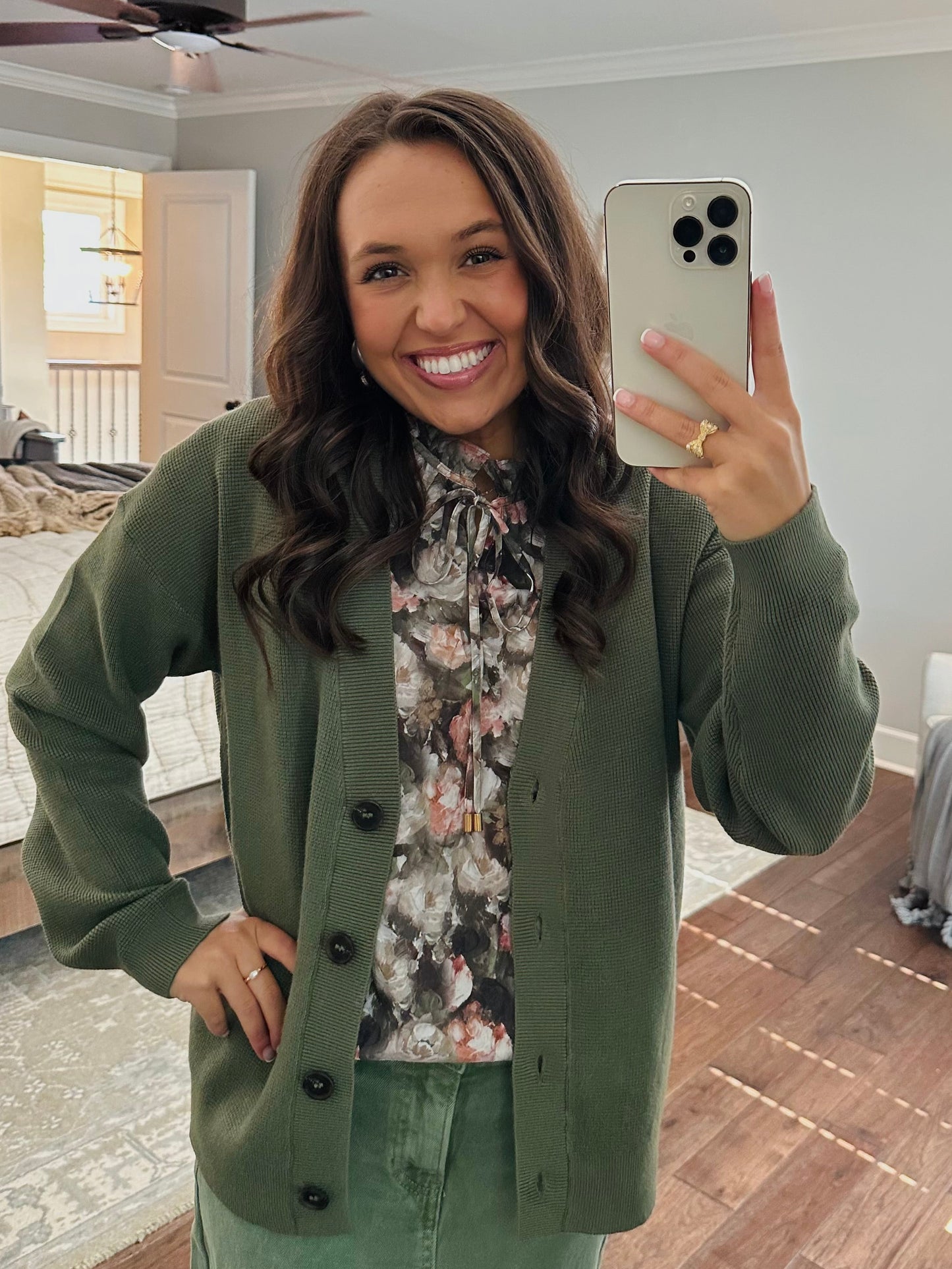 Let's Get Cozy Olive Green Cardigan