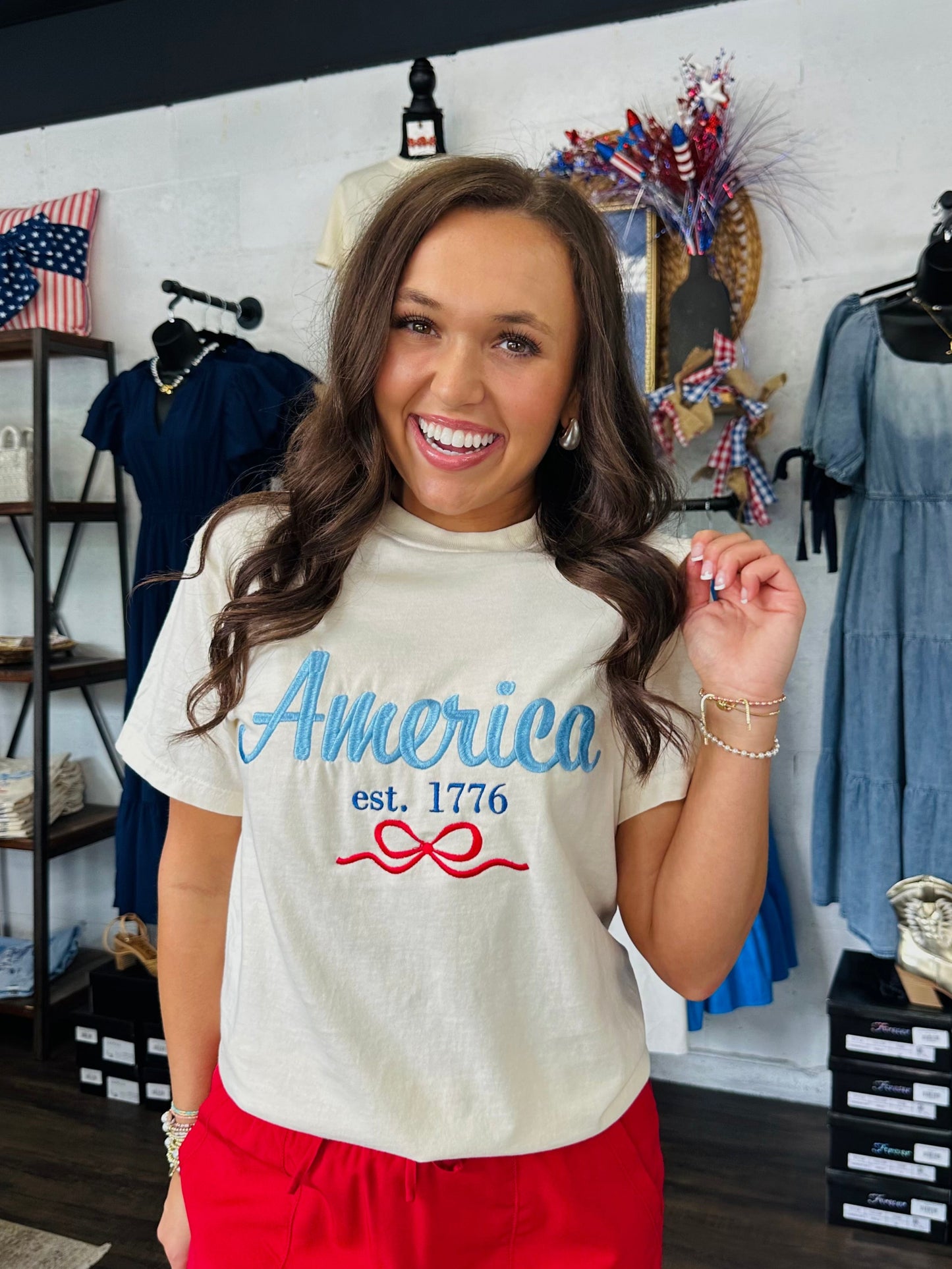The 1776 America USA Embroidered Tee