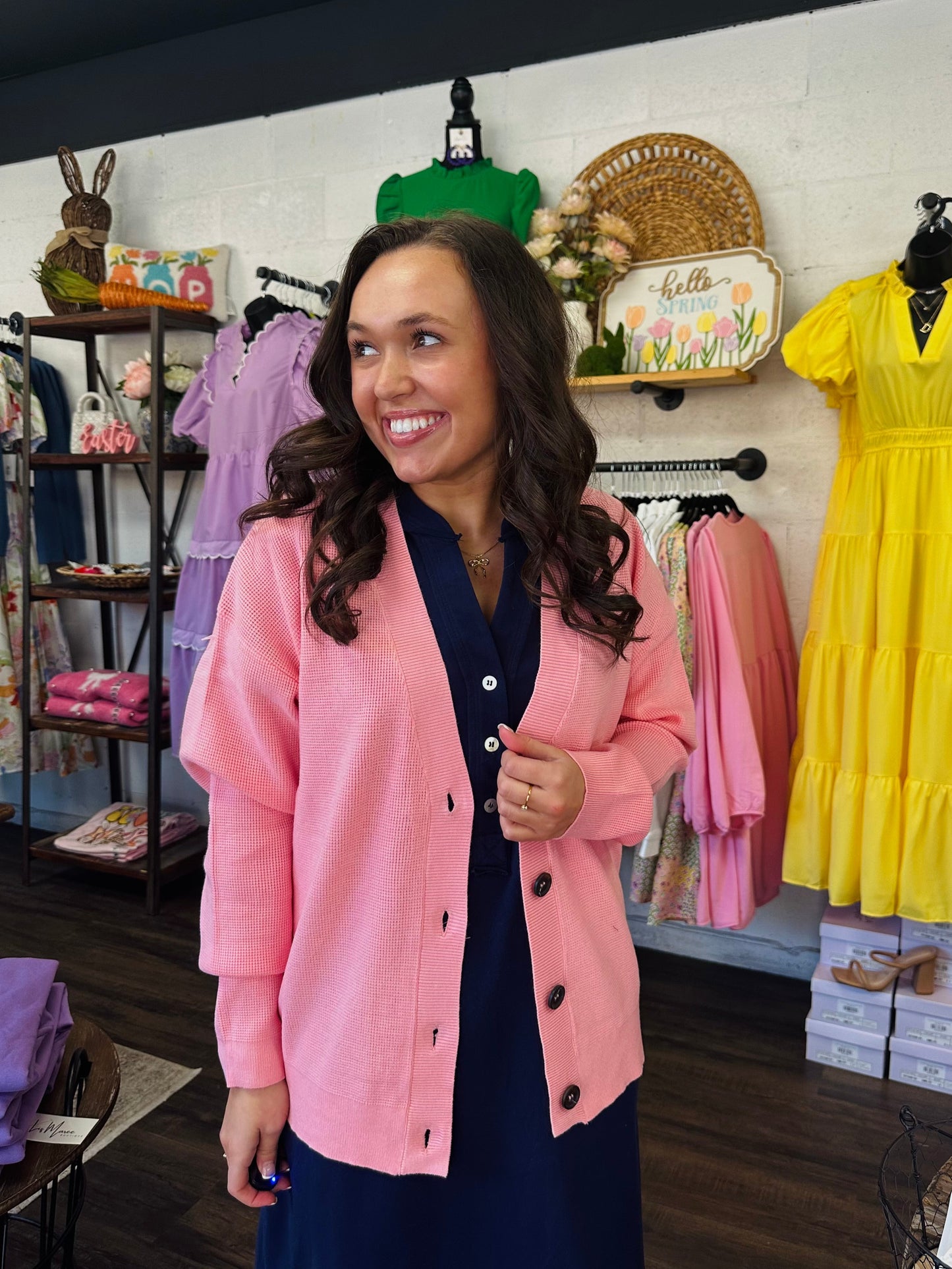 Let's Get Cozy Pink Cardigan