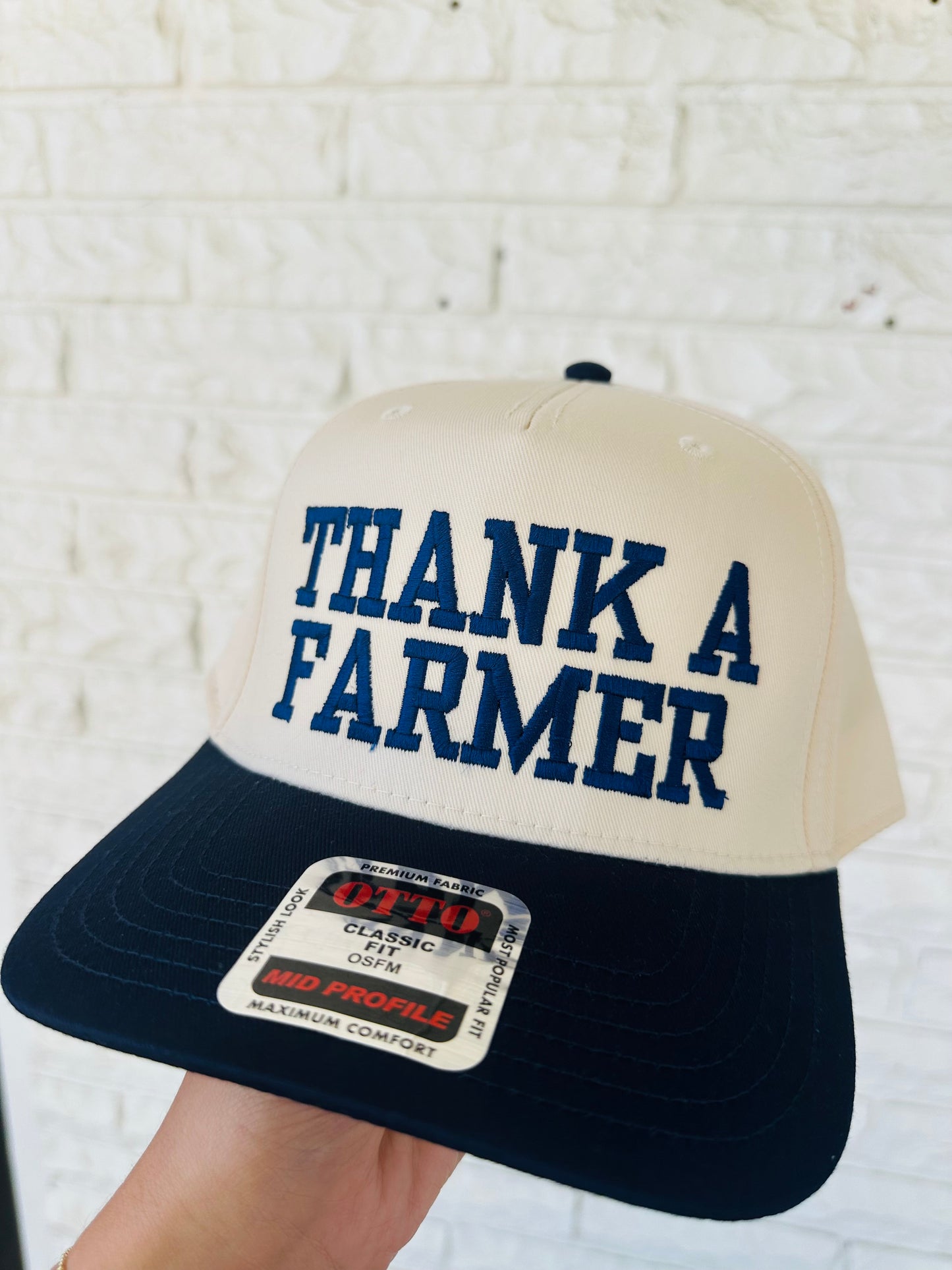 Navy 'Thank A Farmer' Embroidered Trucker Hat
