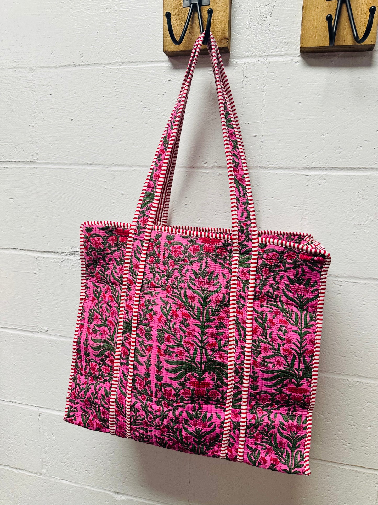 The Pink Florals Quilted Tote Bag