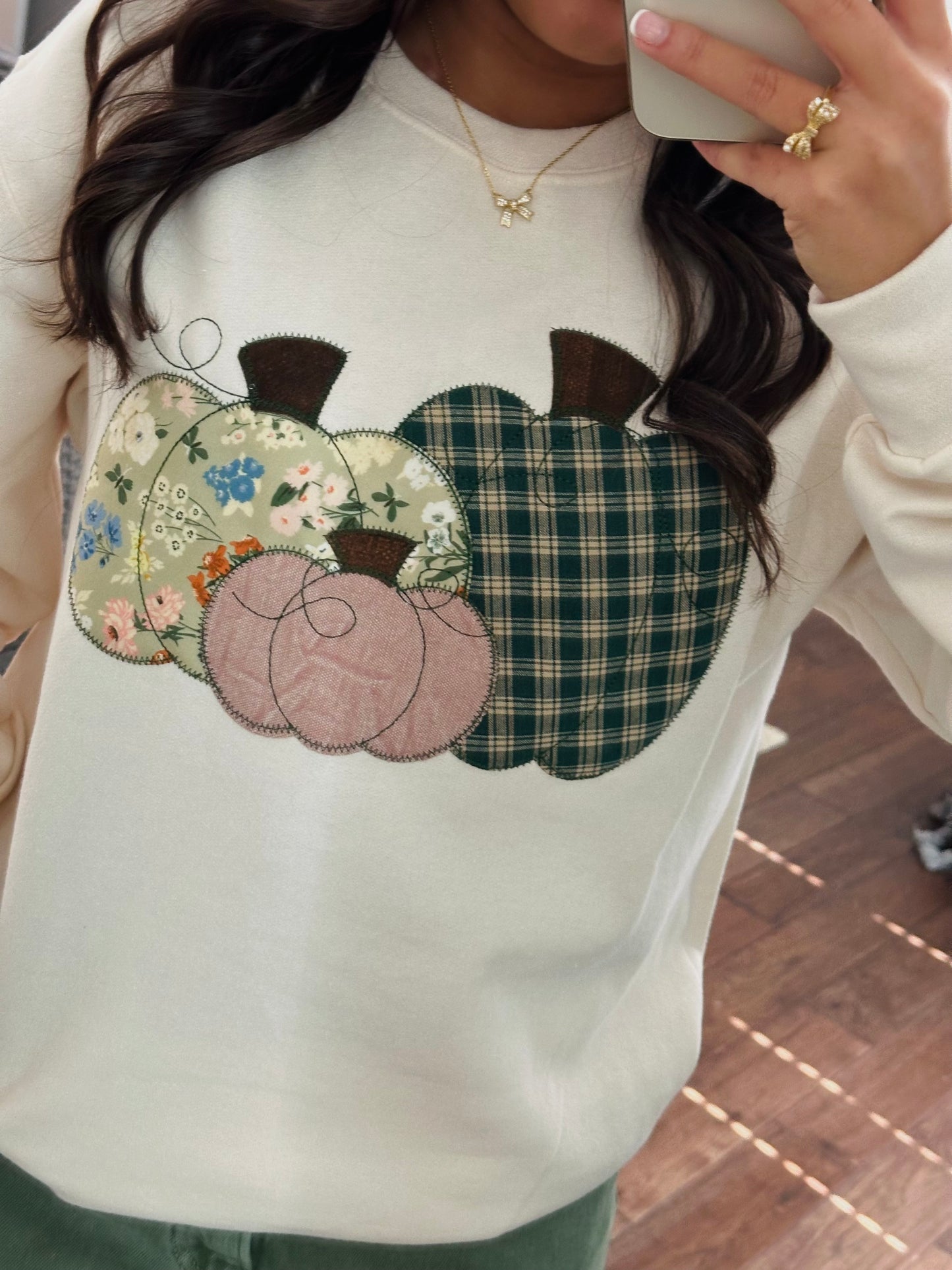 The Fall Floral Plaid Pumpkin Trio Sweatshirt