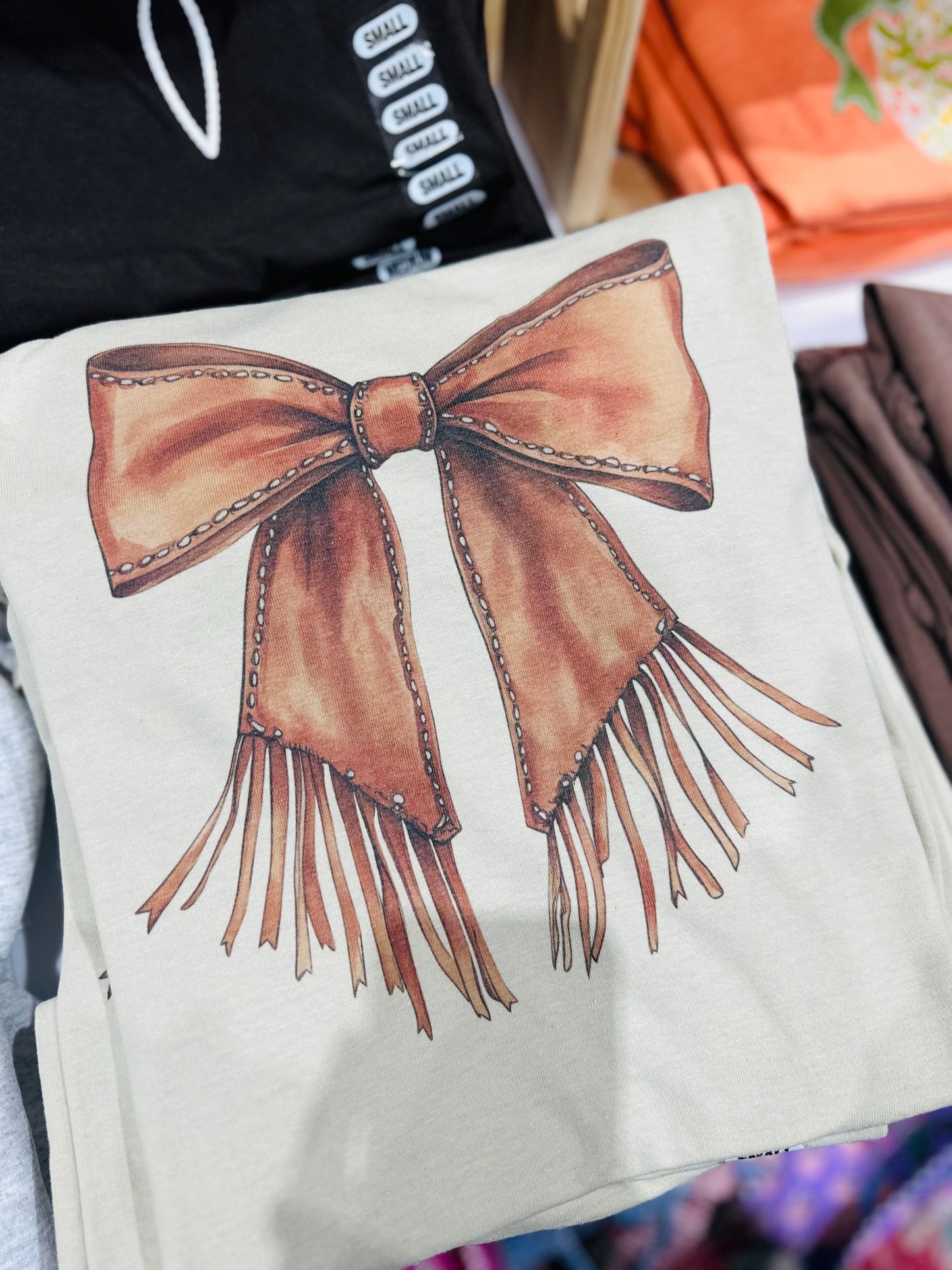 The Fringe Leather Bow Tee