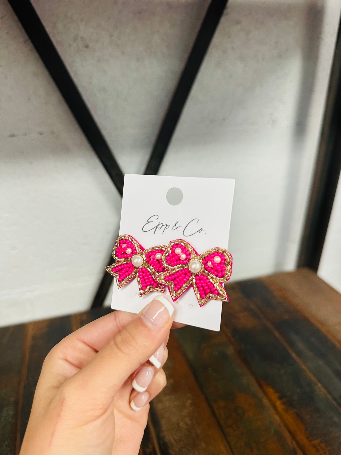 Mini Hot Pink Bow Stud Earring