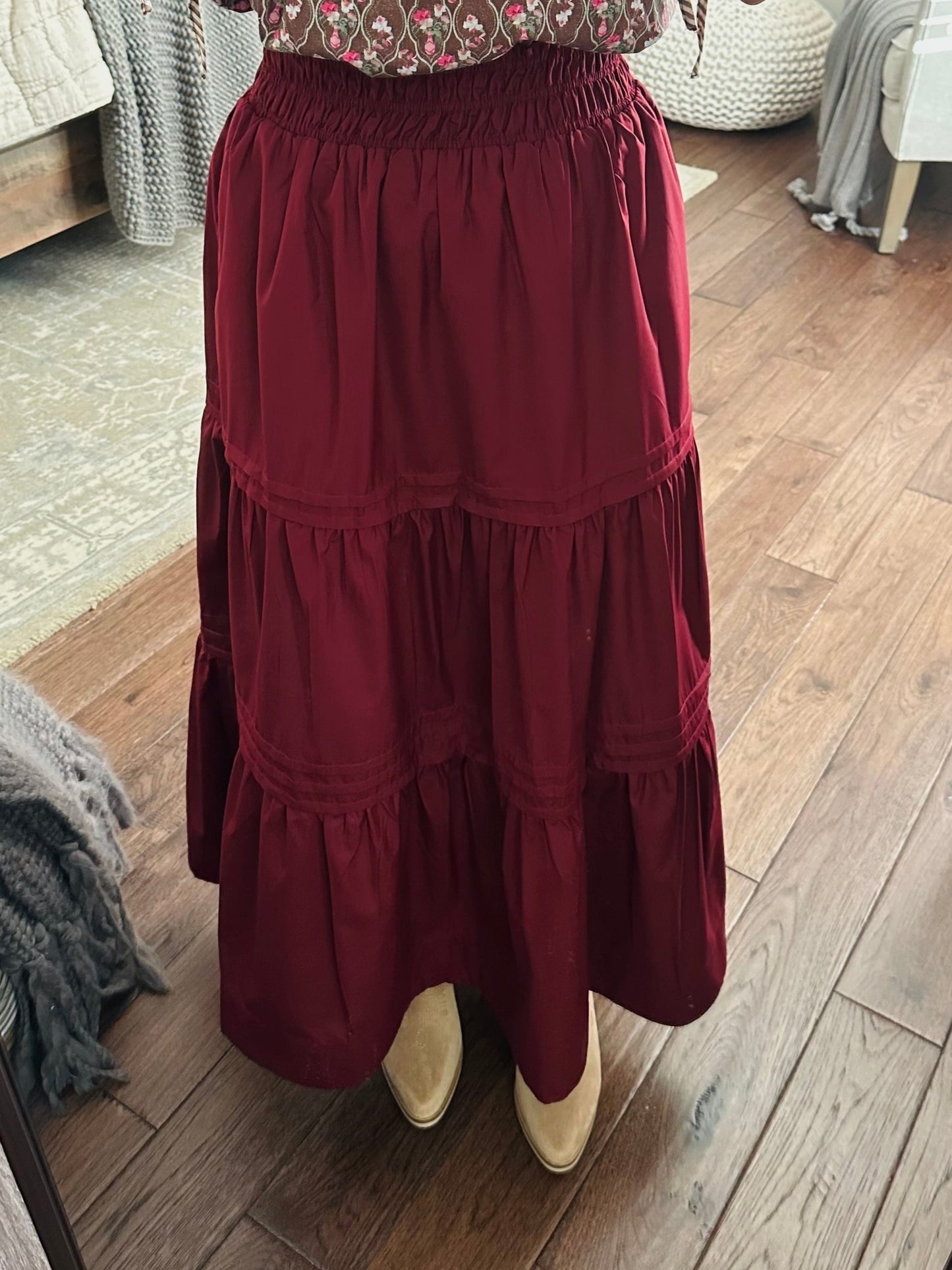 The Ruth Burgundy Maxi Skirt