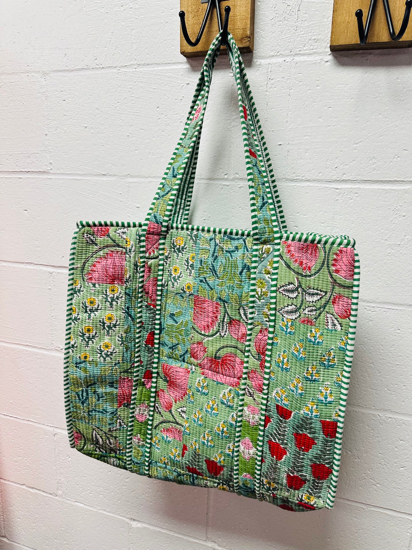 The Green Patchwork Quilted Tote Bag