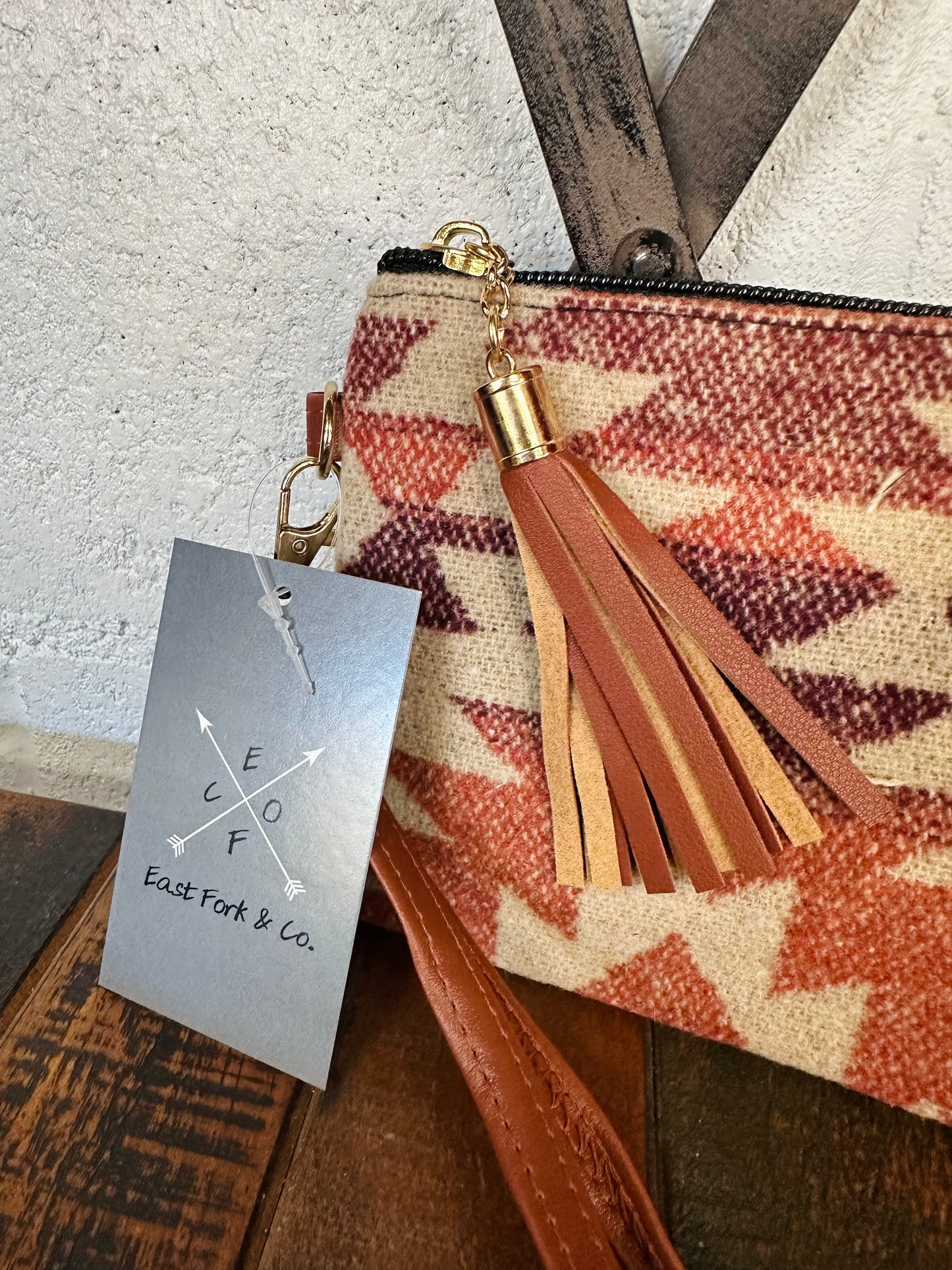 Red Aztec Wristlet Wallet Clutch