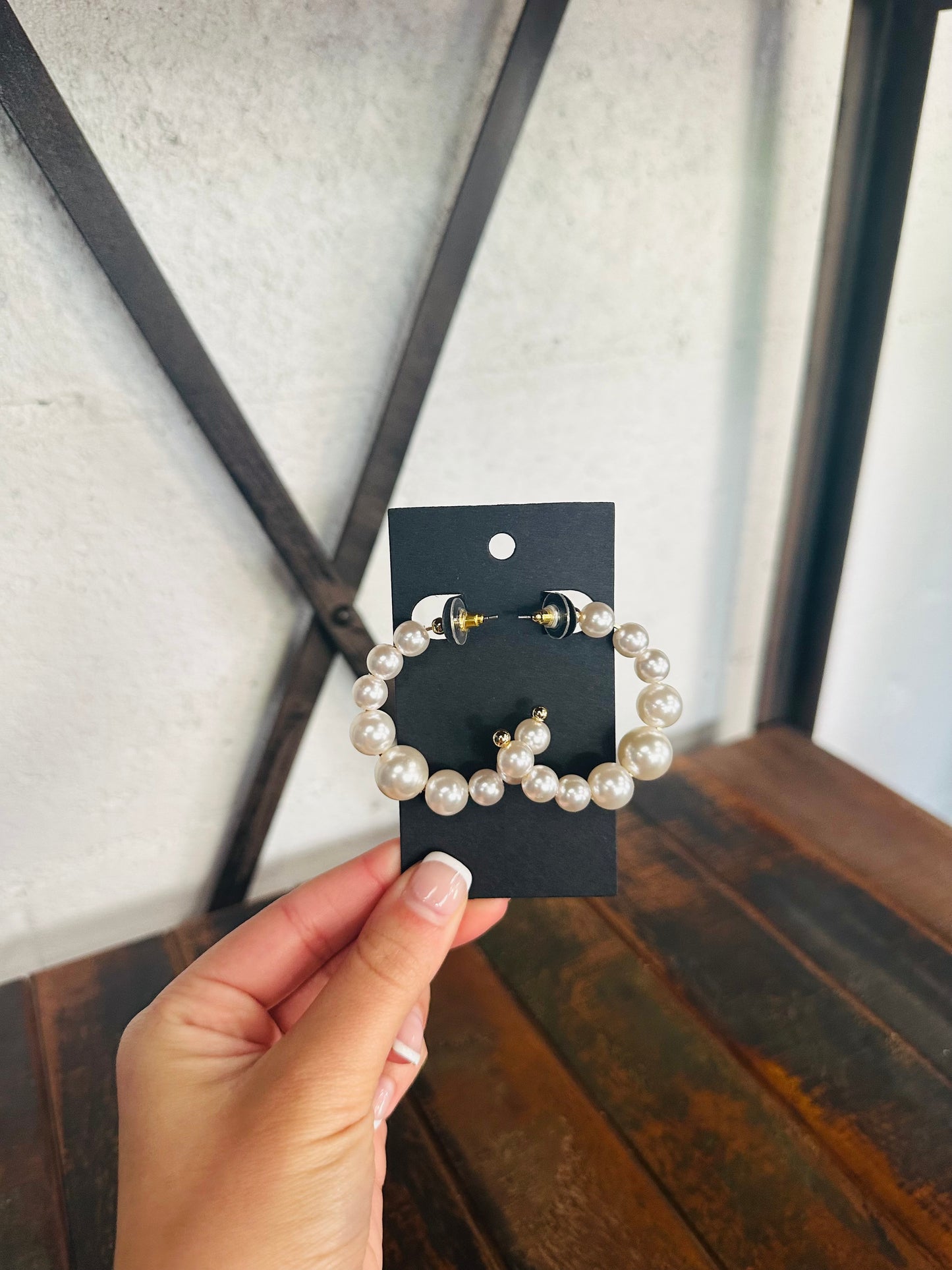 Gold Pearl Hoop Earring