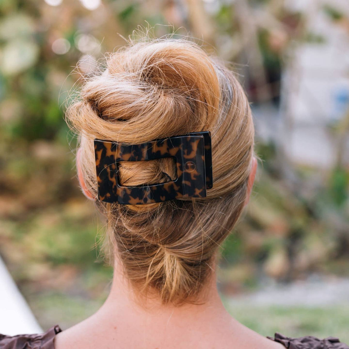 Tortoise Rectangle Flat Hair Clip