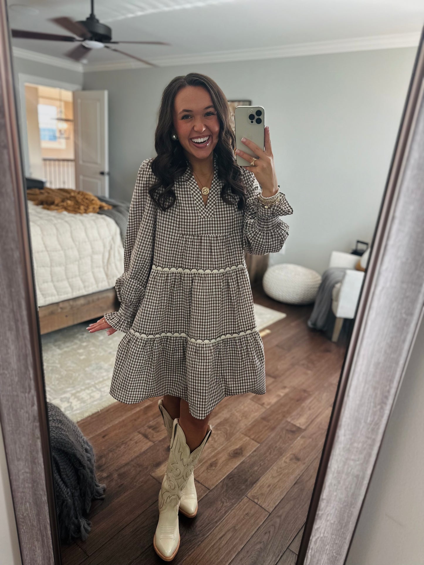 The Sadie Brown Gingham Dress