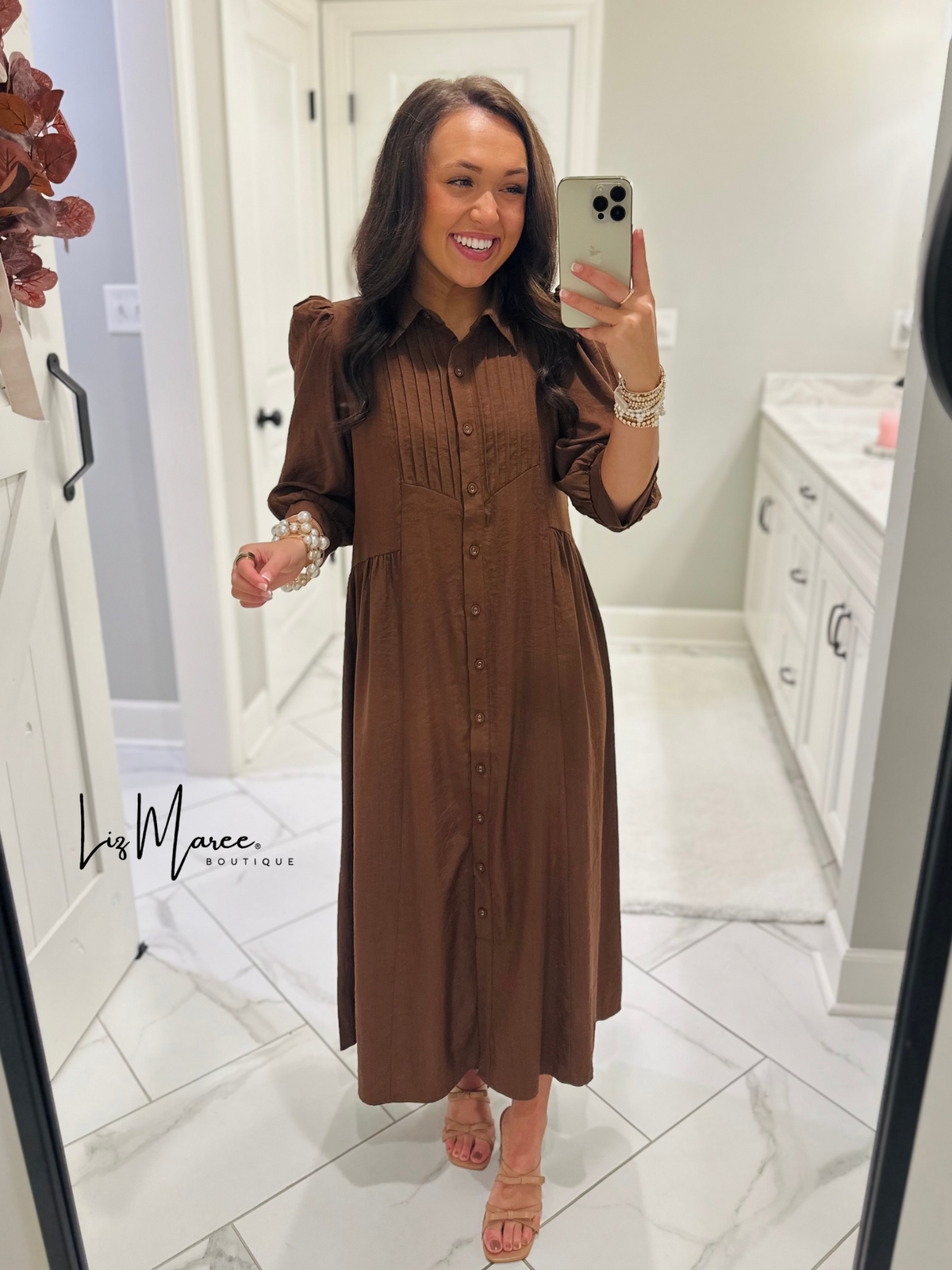 The Rowan Brown Midi Dress