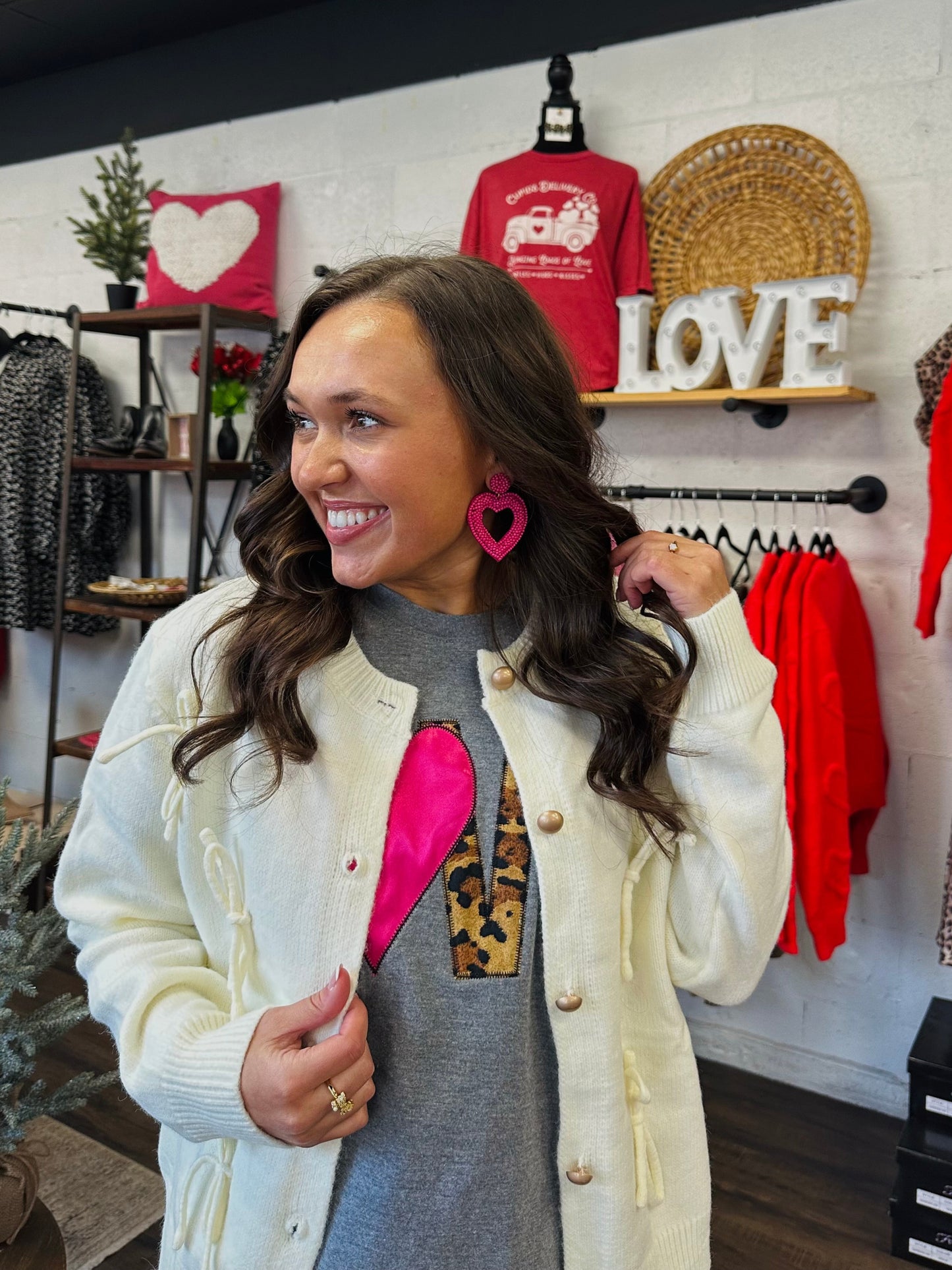 Pink Open Heart Drops