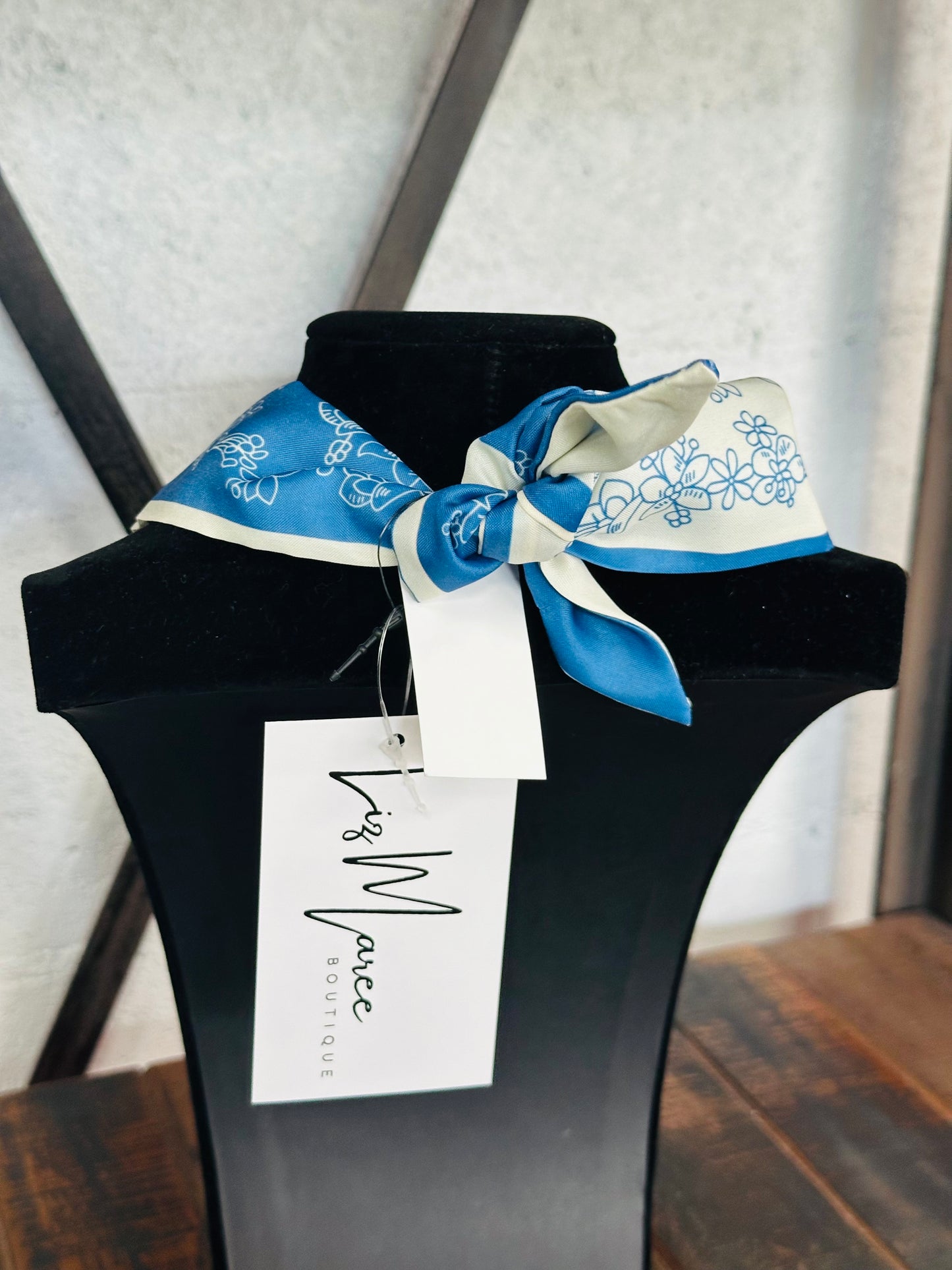 Blue Paisley Silk Scarf Necklace