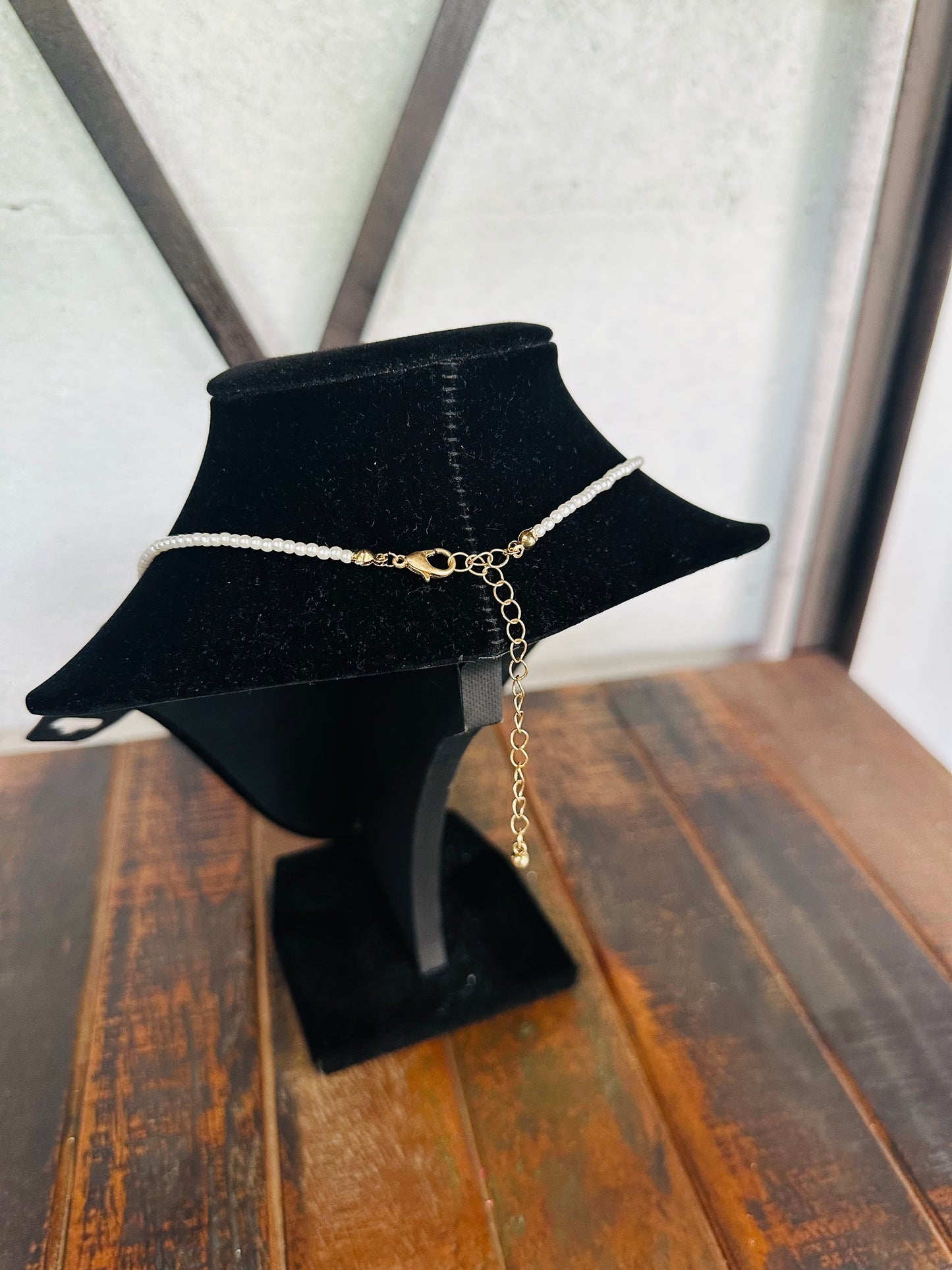 Gold Pearl + Cross Necklace